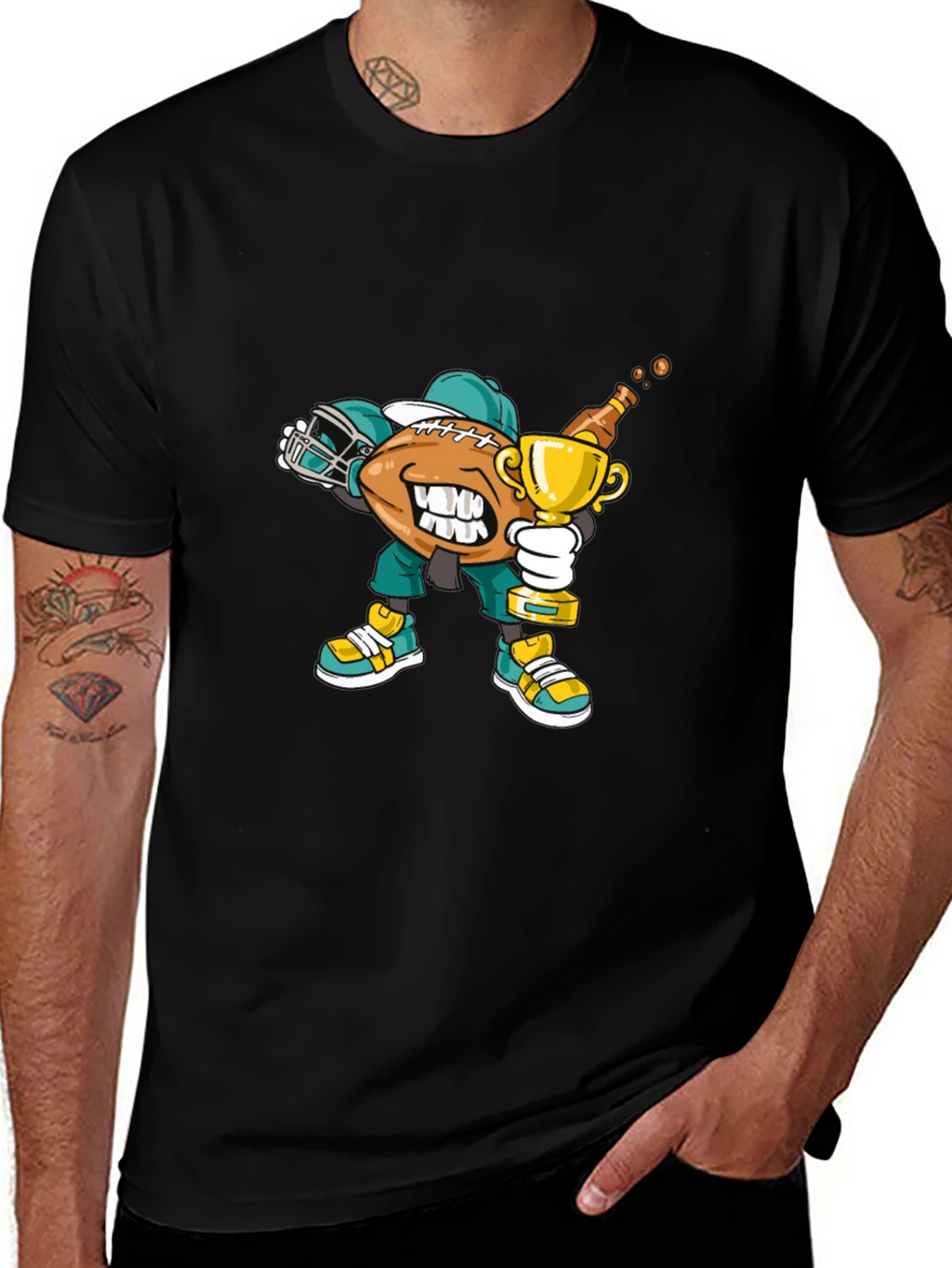 Football Dab Trophy Graphic Tee - Black