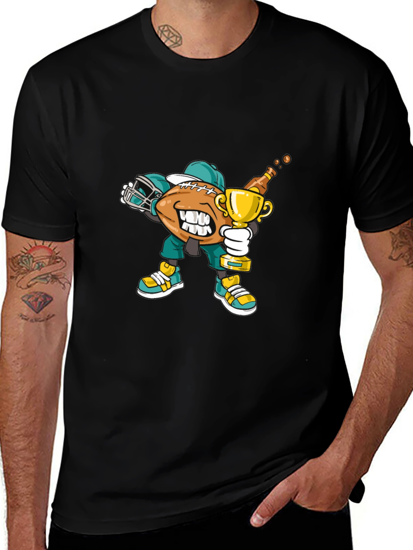 Football Dab Trophy Graphic Tee - Black