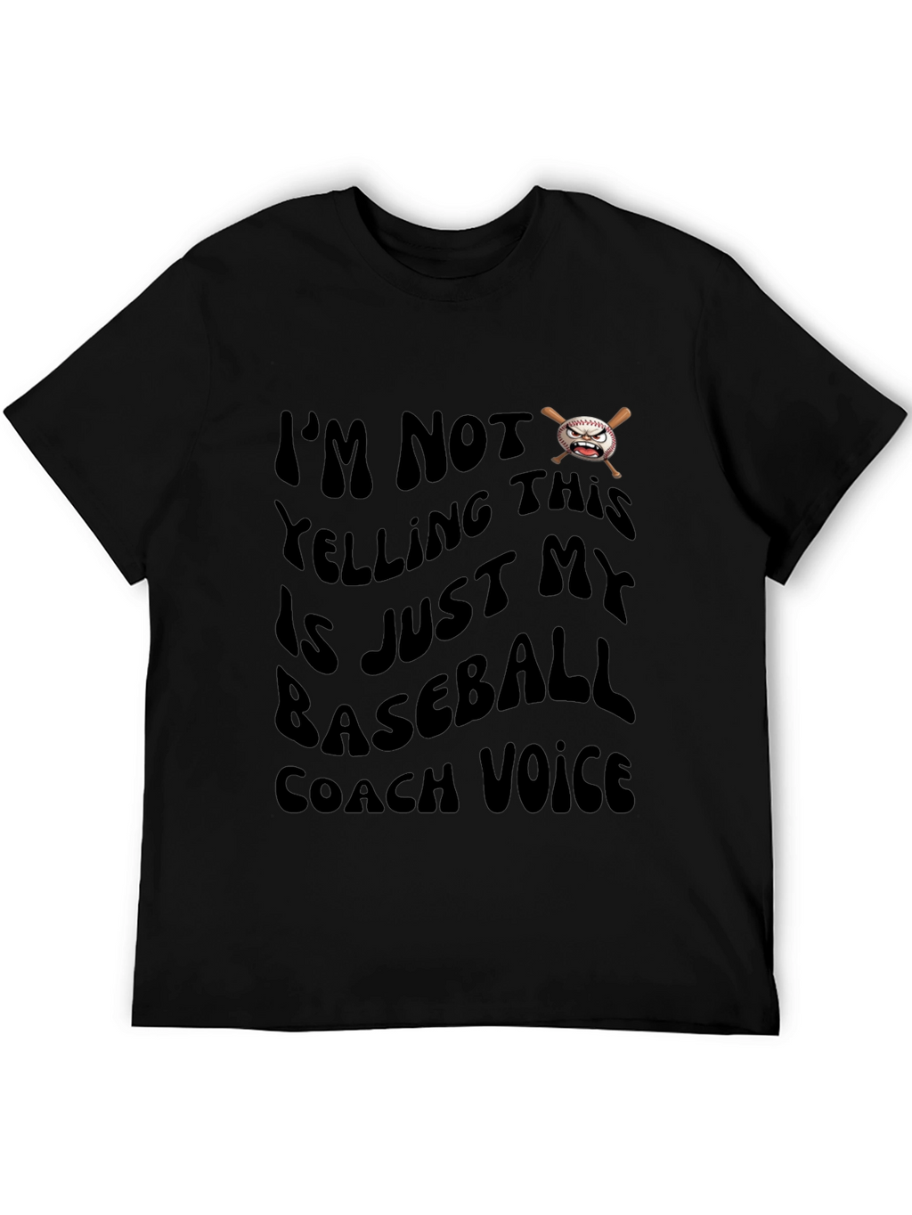 Baseball Coach Voice Graphic T-Shirt - Black