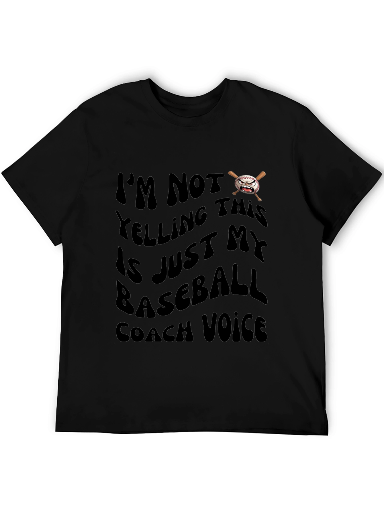 Baseball Coach Voice Graphic T-Shirt - Black