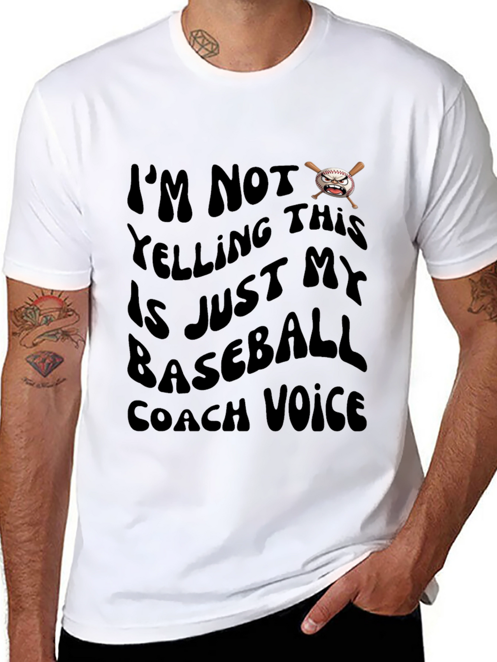 Baseball Coach Voice Graphic T-Shirt - Black
