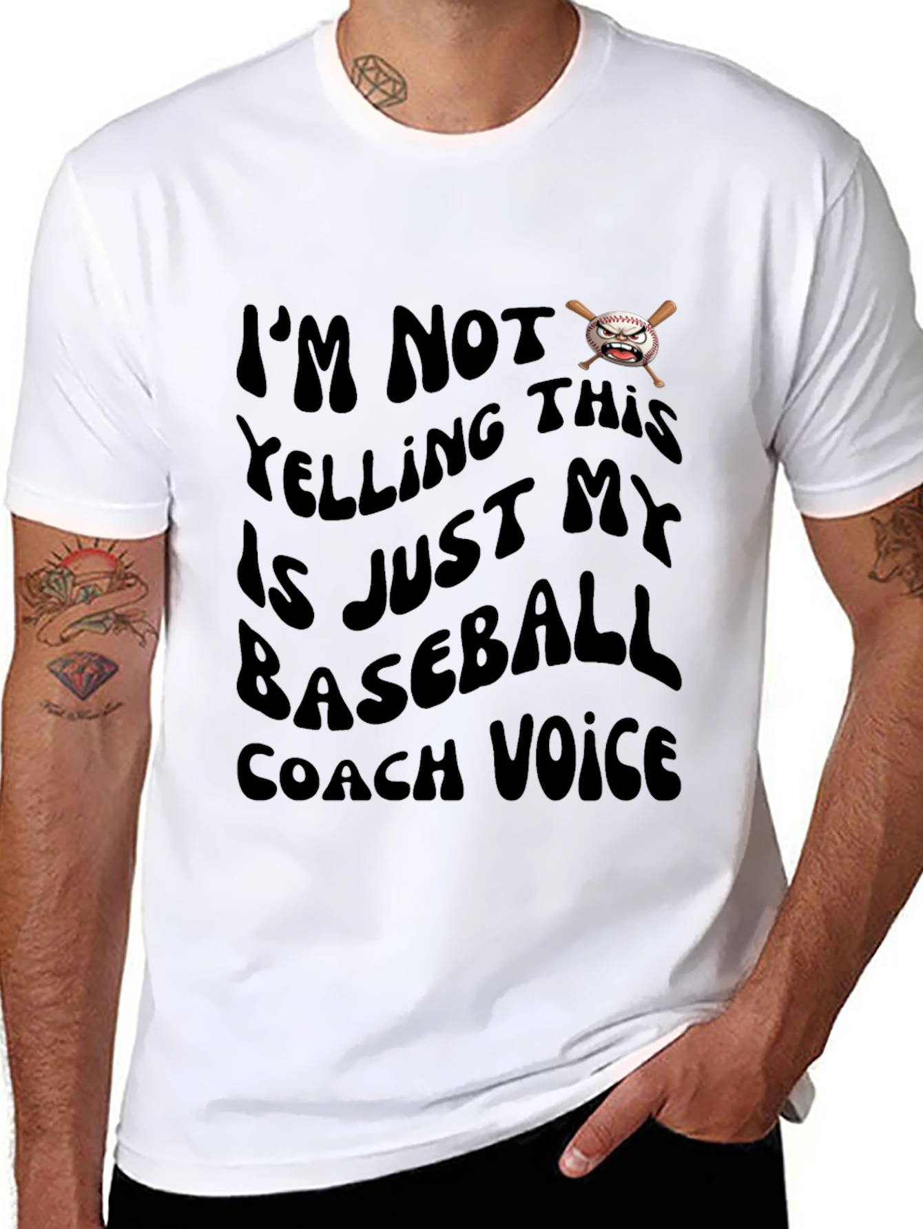 Baseball Coach Voice Graphic T-Shirt - Black