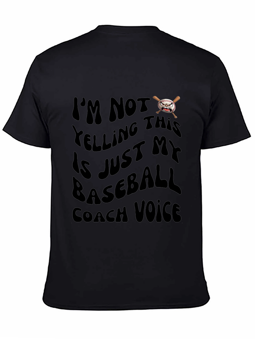 Baseball Coach Voice Graphic T-Shirt - Black