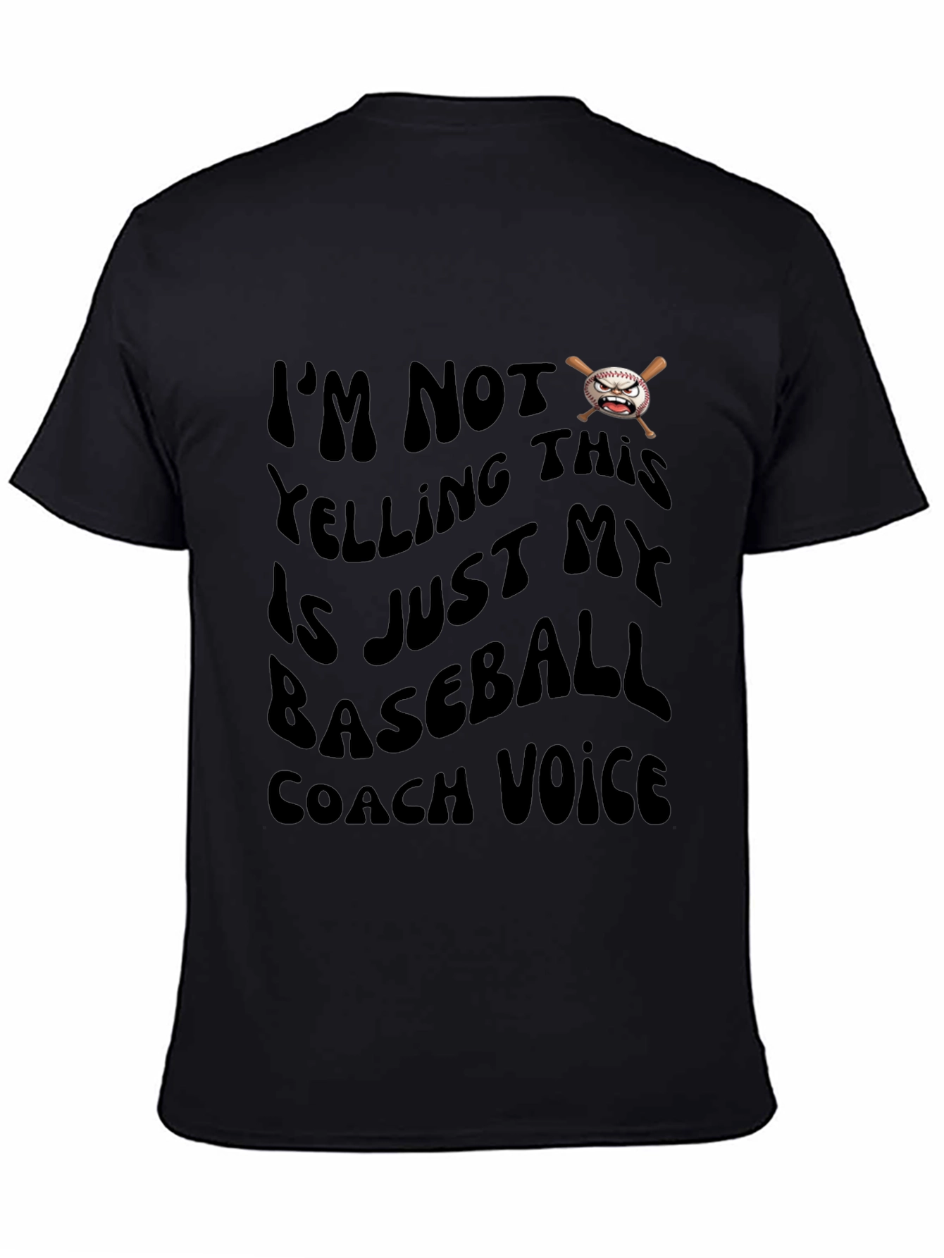 Baseball Coach Voice Graphic T-Shirt - Black