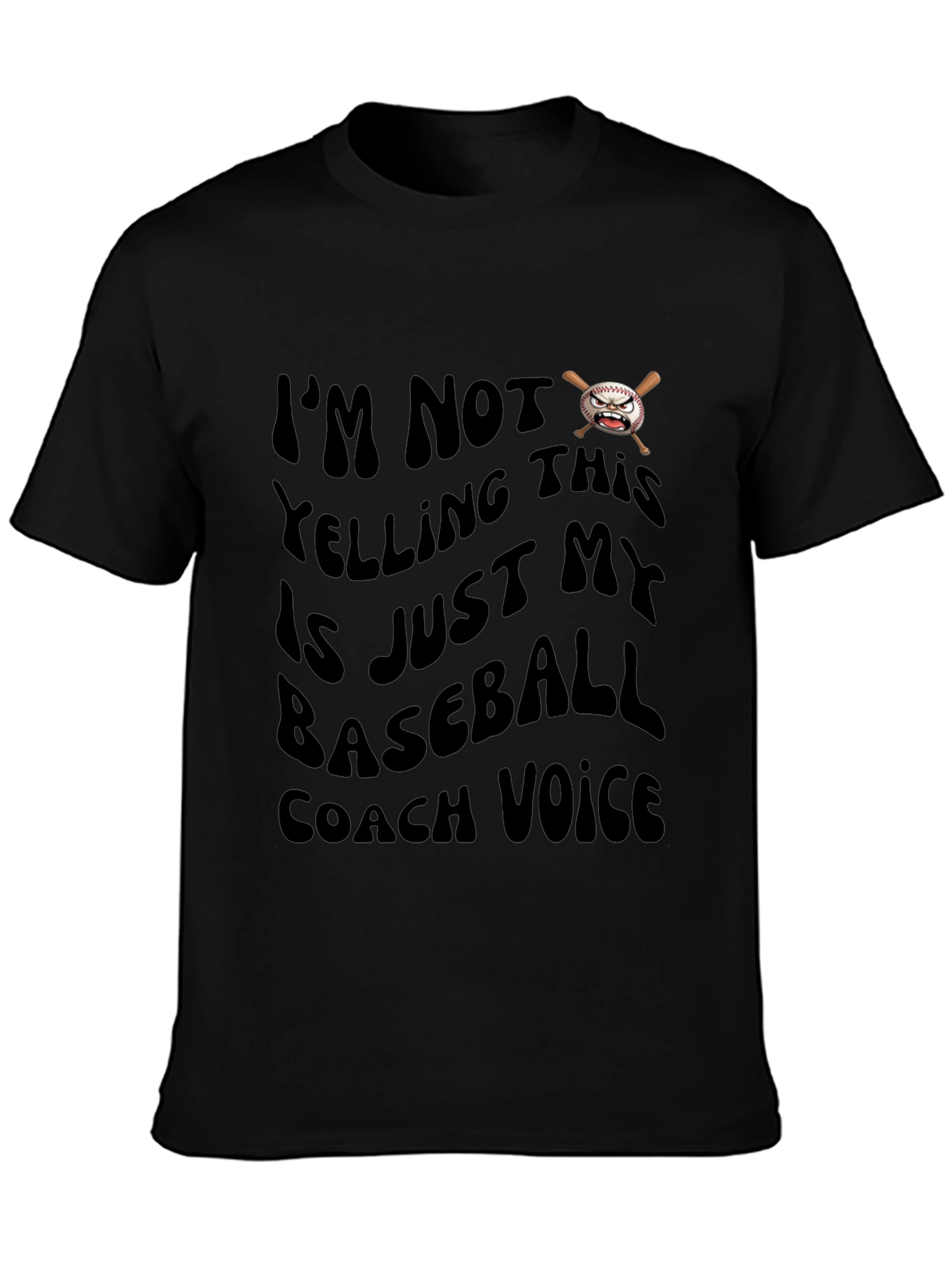 Baseball Coach Voice Graphic T-Shirt - Black