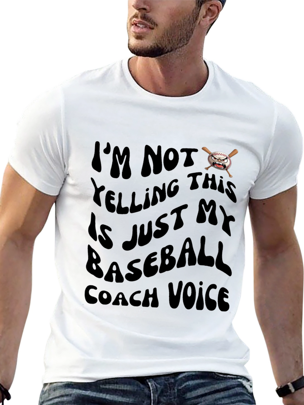 Baseball Coach Voice Graphic T-Shirt - Black