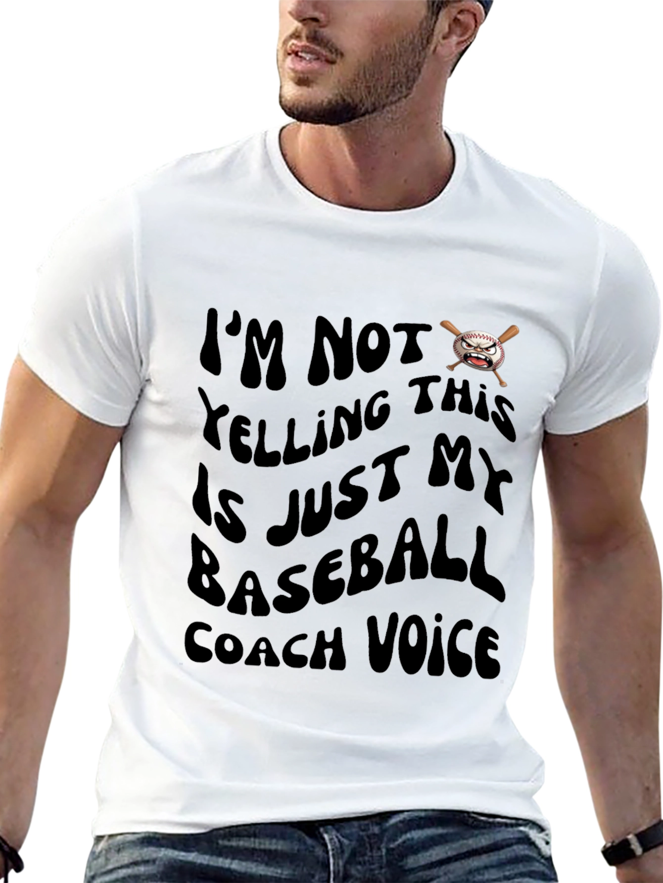 Baseball Coach Voice Graphic T-Shirt - Black
