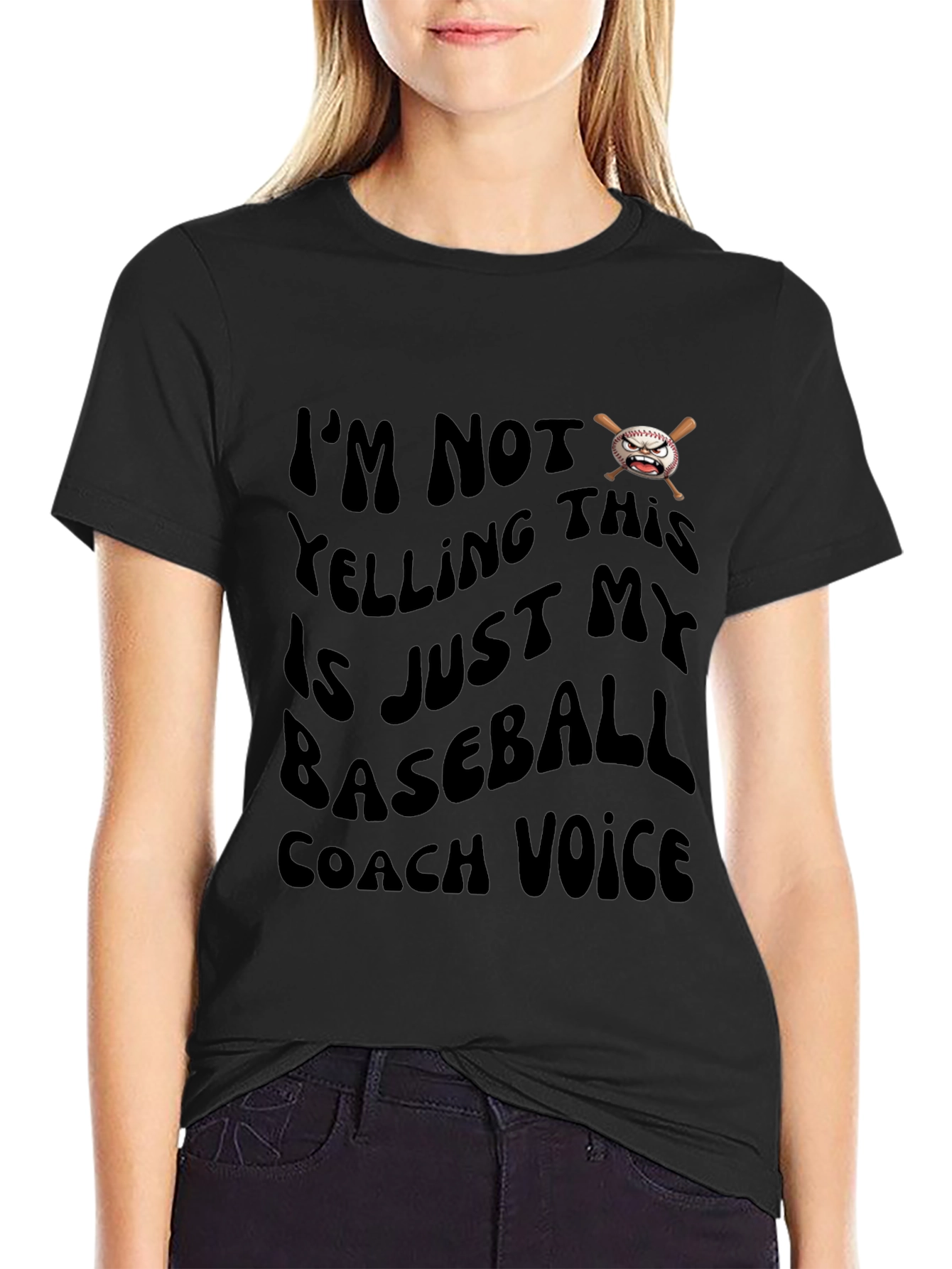 Baseball Coach Voice Graphic T-Shirt - Black