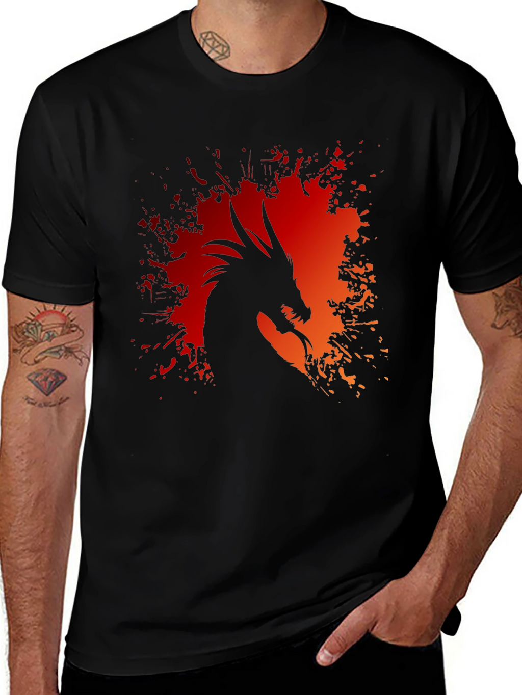 Dragon Silhouette Graphic Tee - Black T-Shirt