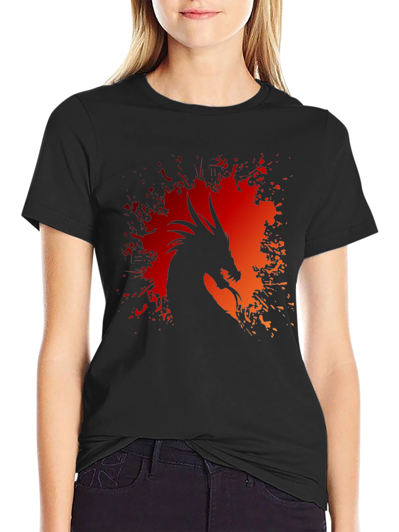 Dragon Silhouette Graphic Tee - Black T-Shirt