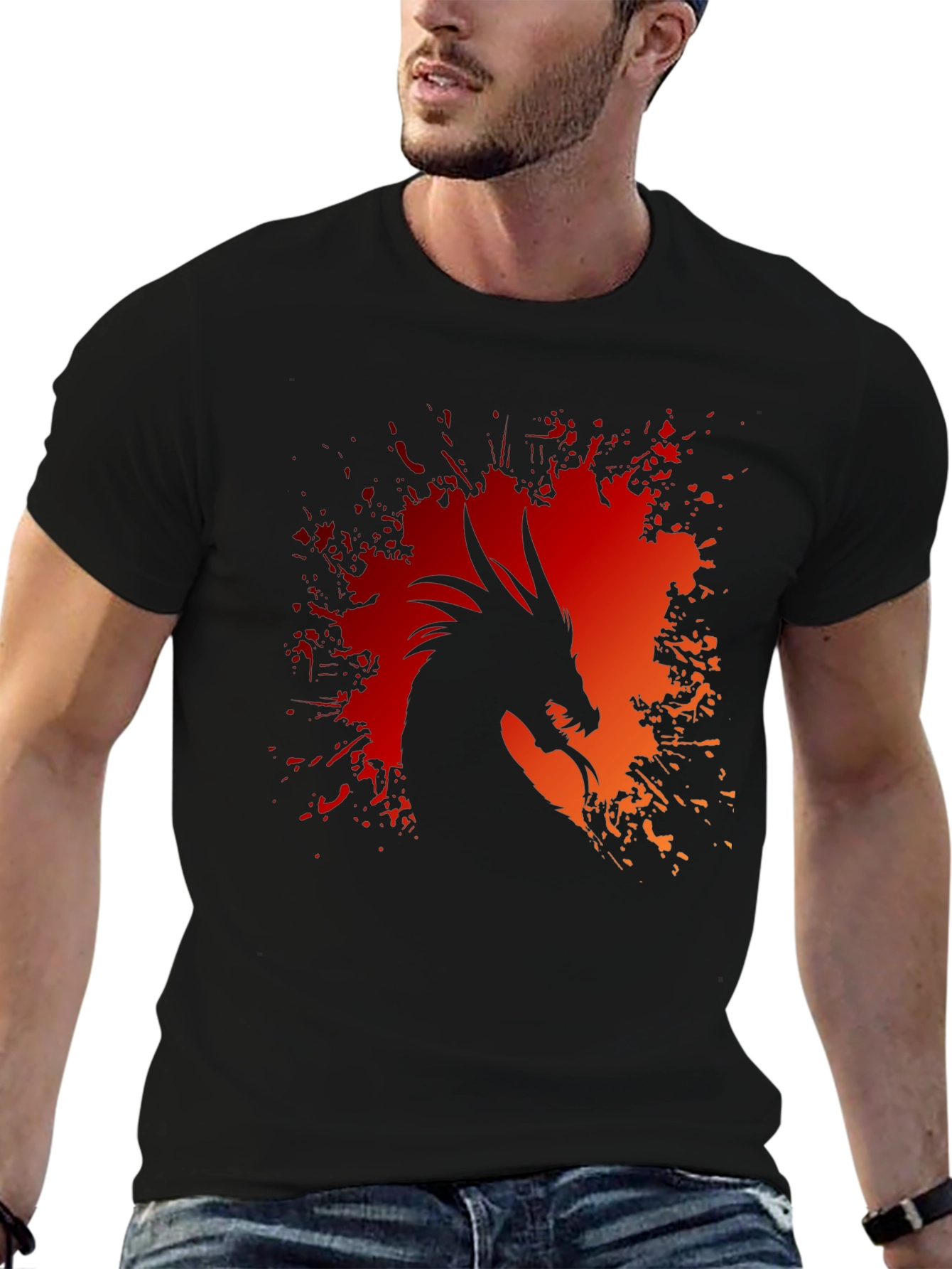 Dragon Silhouette Graphic Tee - Black T-Shirt