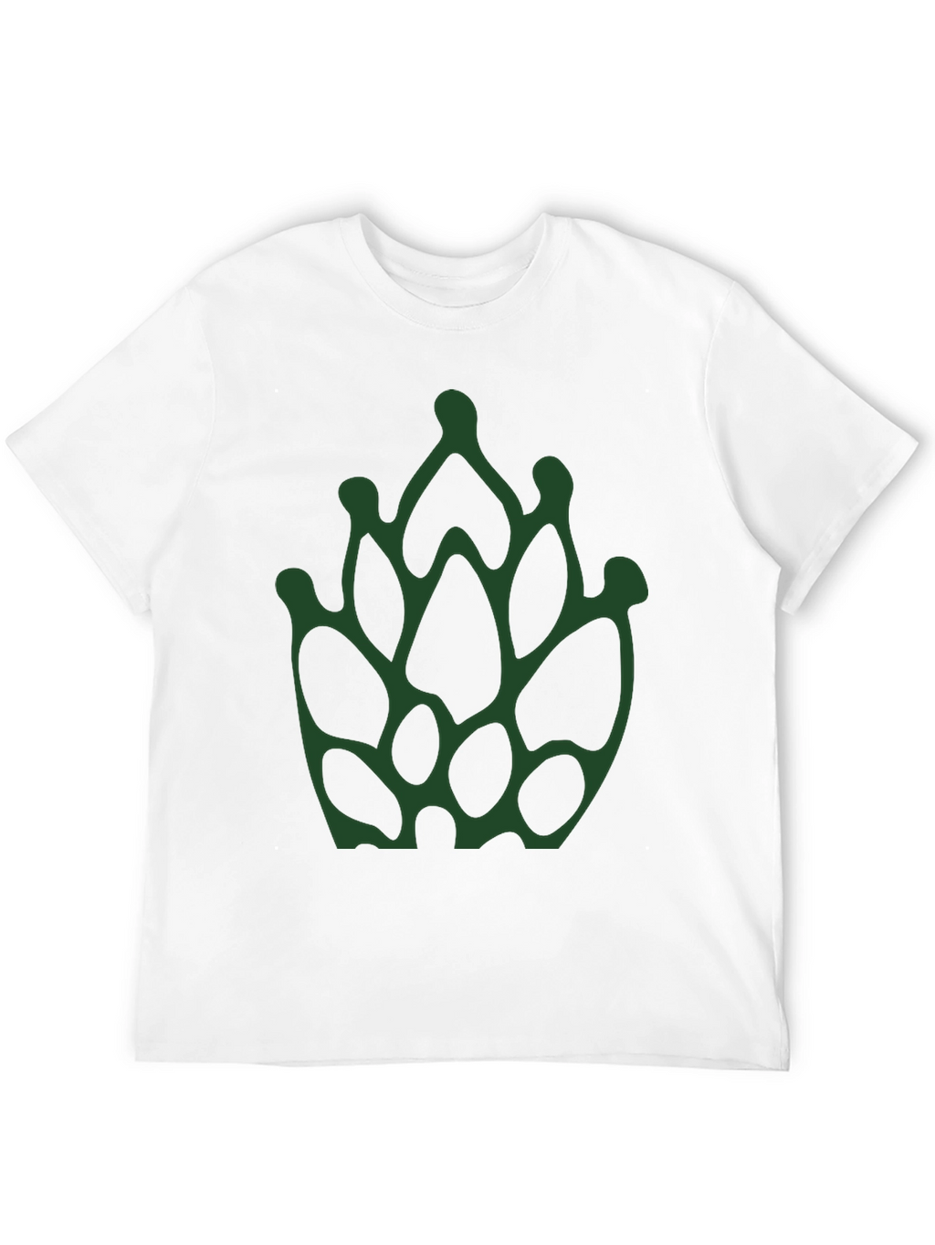 Abstract Green Floral Print Black T-Shirt