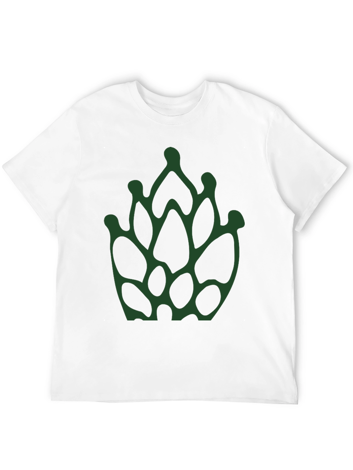 Abstract Green Floral Print Black T-Shirt