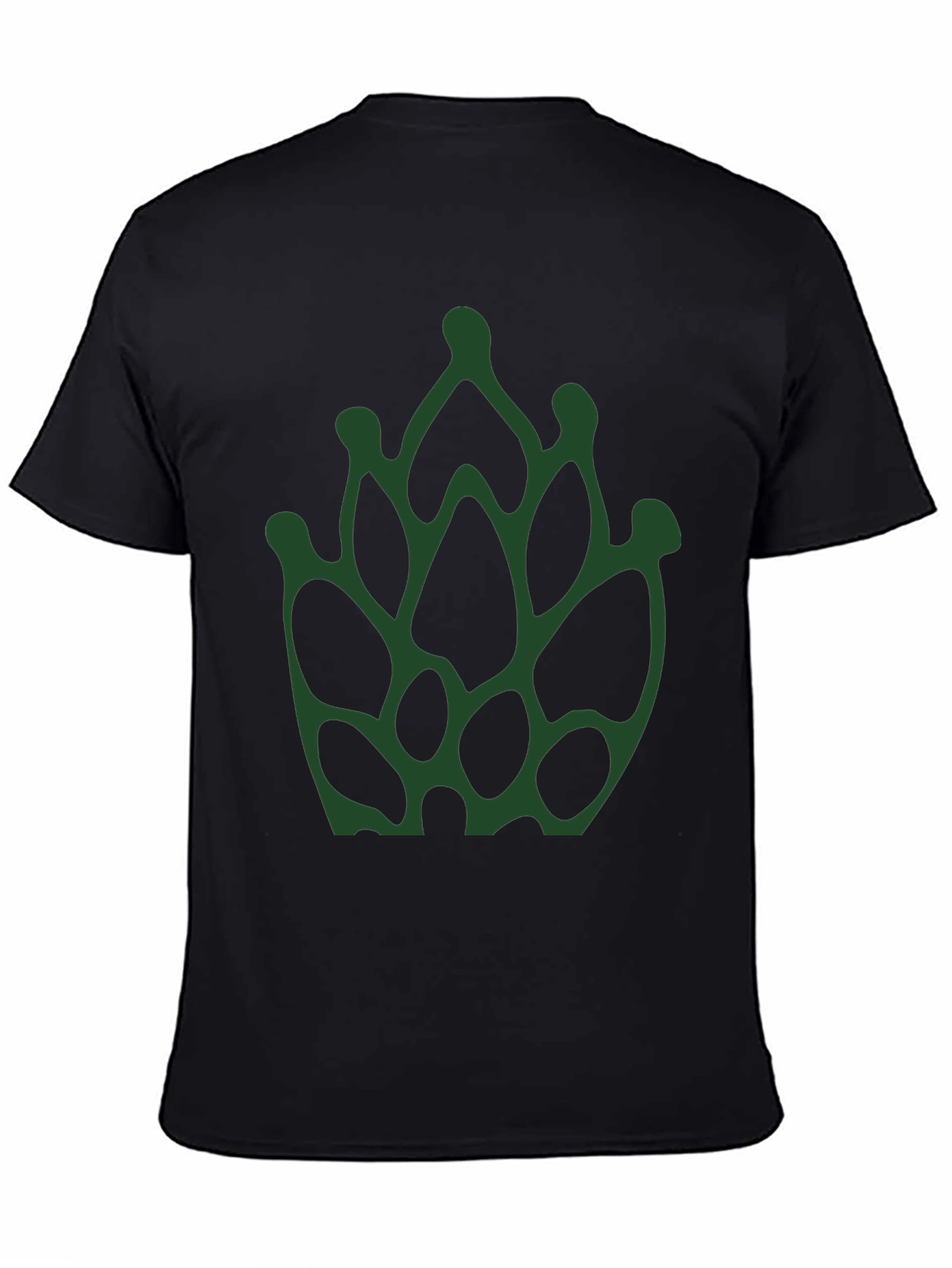 Abstract Green Floral Print Black T-Shirt