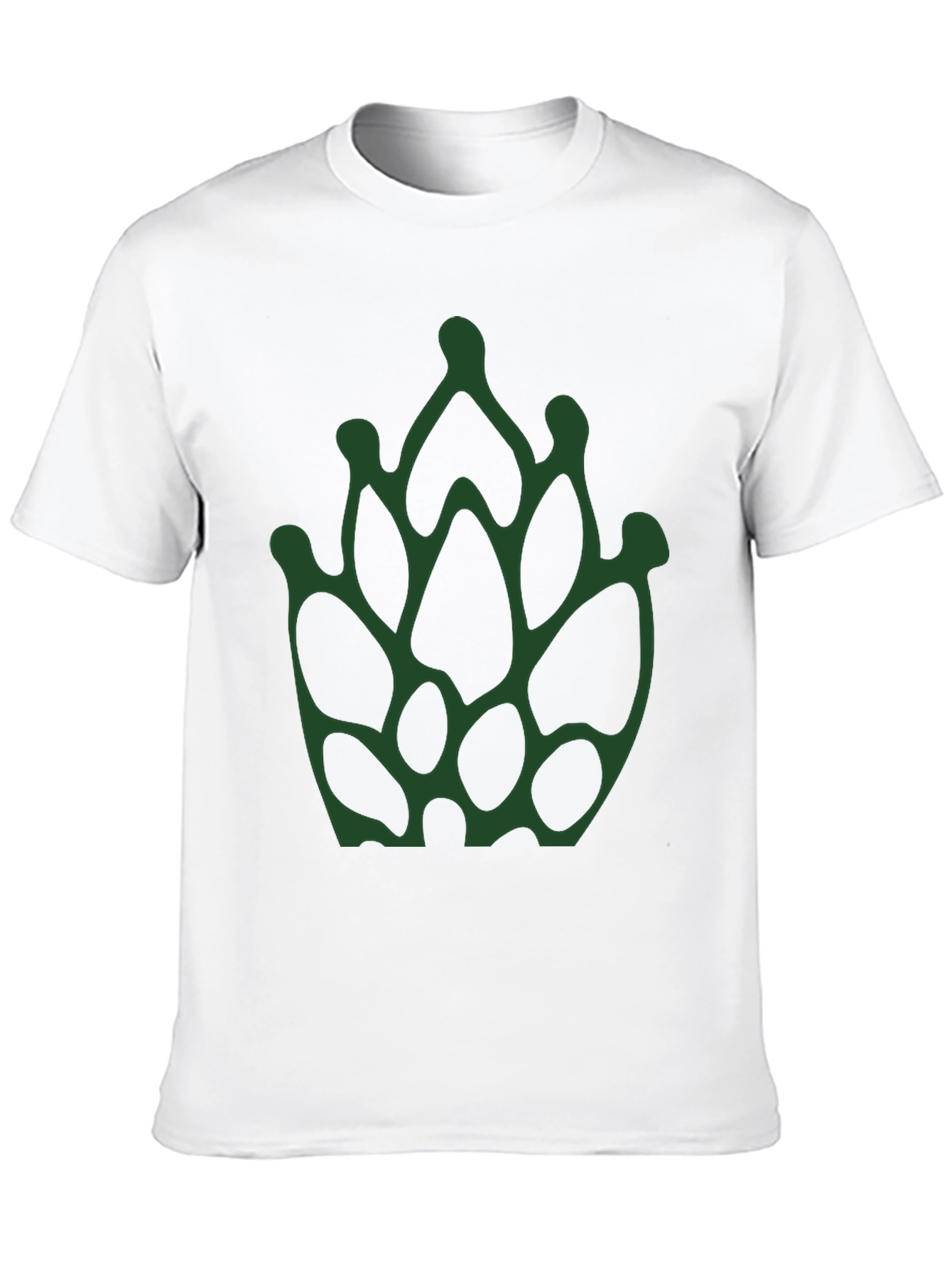 Abstract Green Floral Print Black T-Shirt
