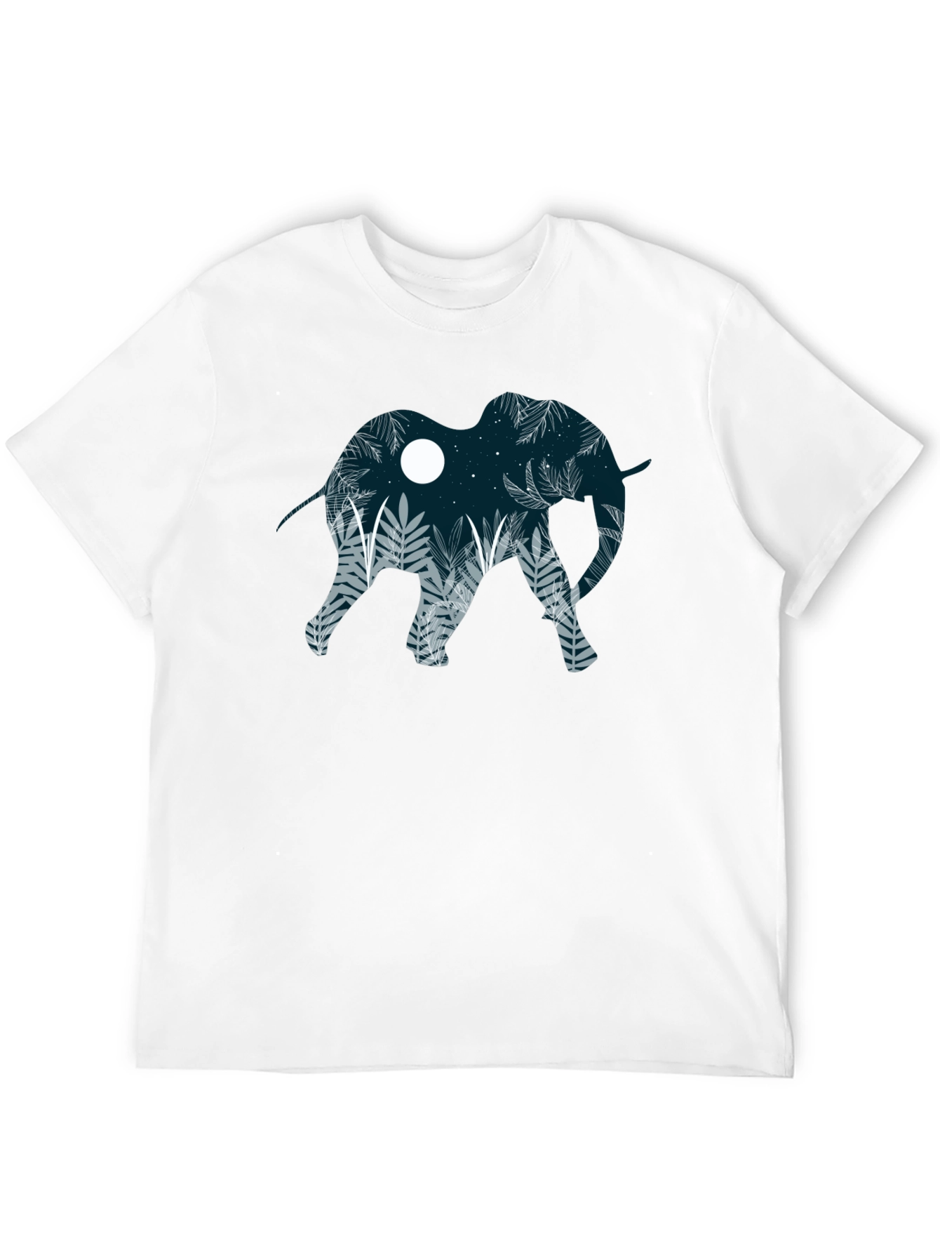 Elephant Silhouette Graphic Print Black T-Shirt