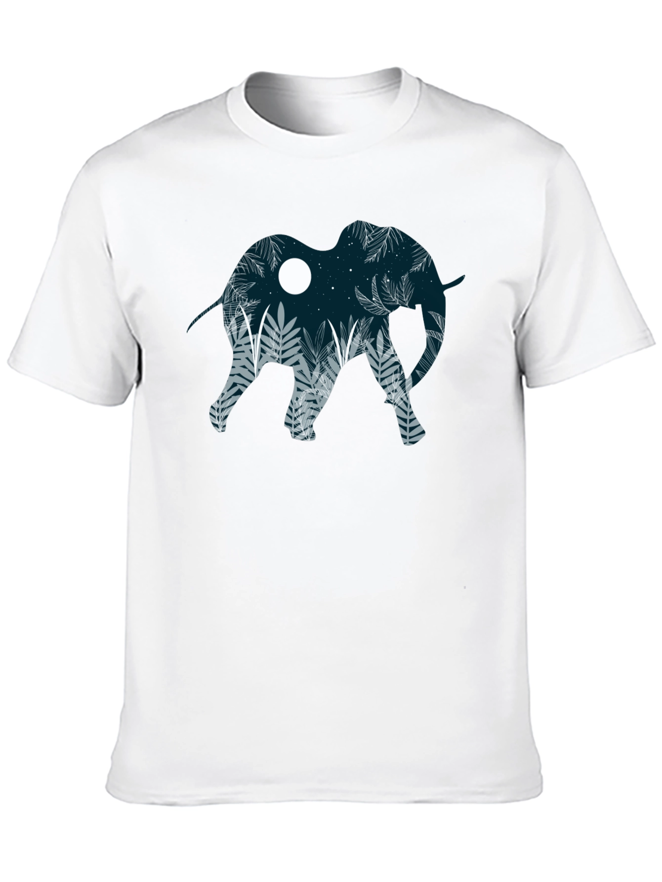 Elephant Silhouette Graphic Print Black T-Shirt