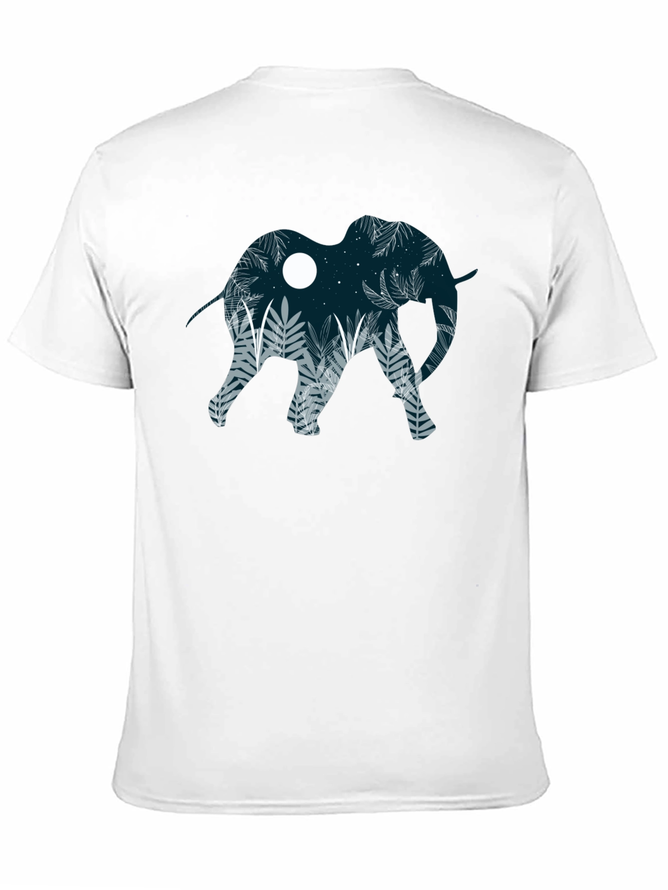 Elephant Silhouette Graphic Print Black T-Shirt