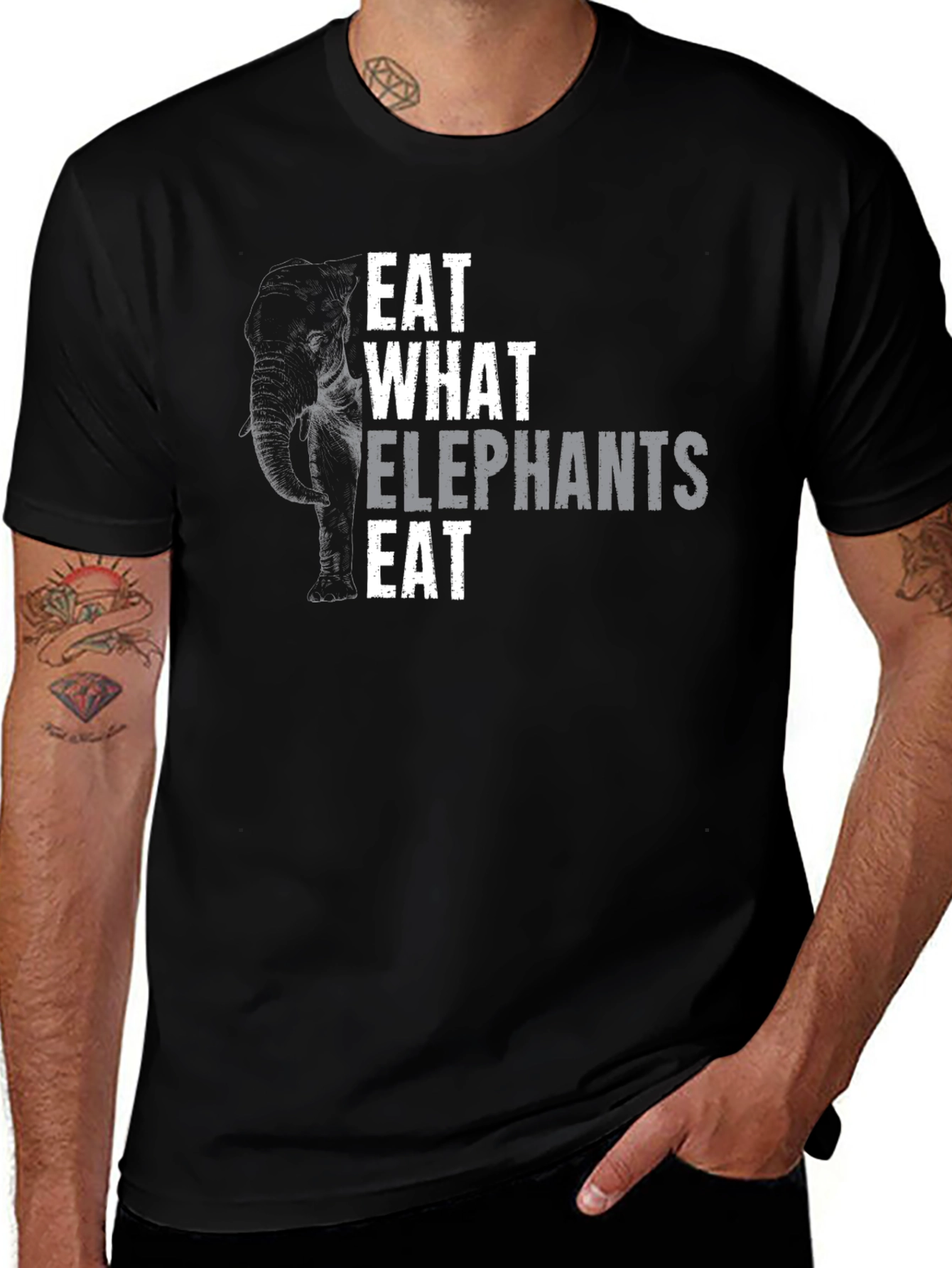 Eat What Elephants Eat Black T-Shirt