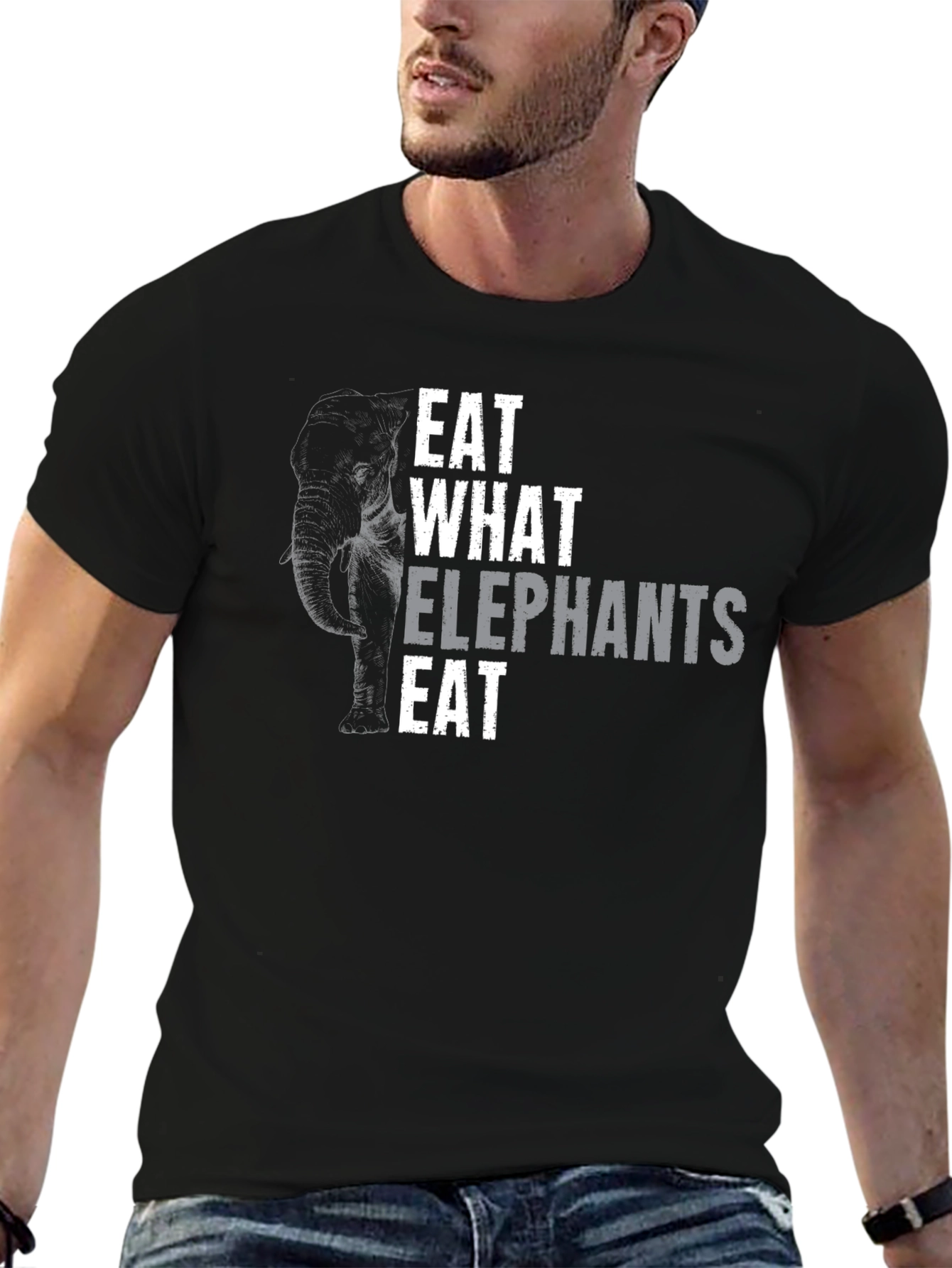 Eat What Elephants Eat Black T-Shirt