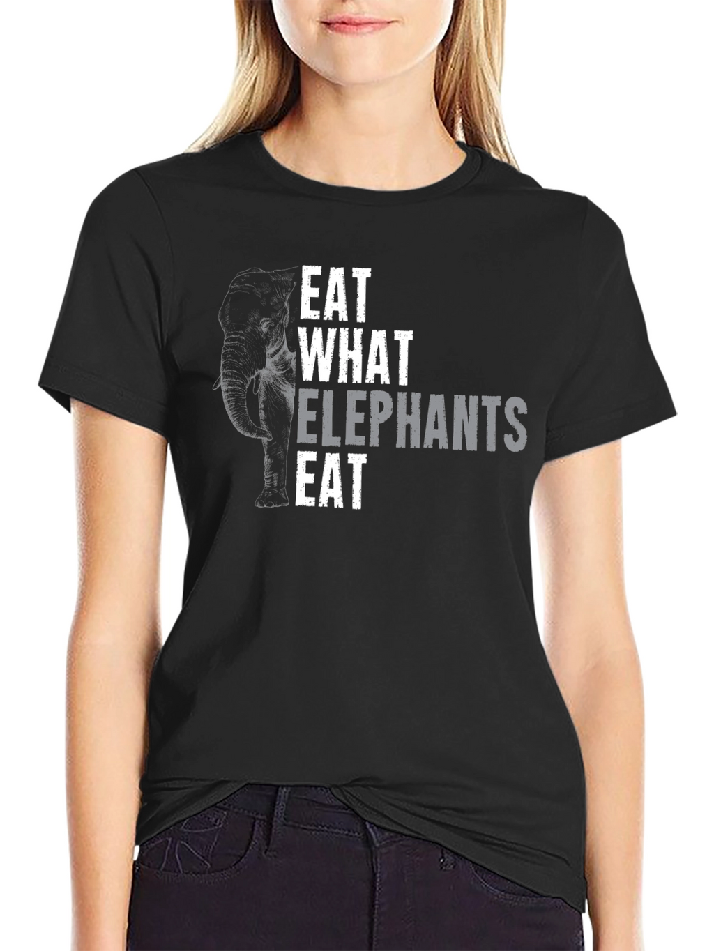 Eat What Elephants Eat Black T-Shirt