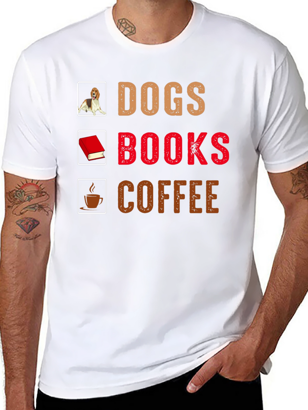 Dogs Books Coffee T-Shirt