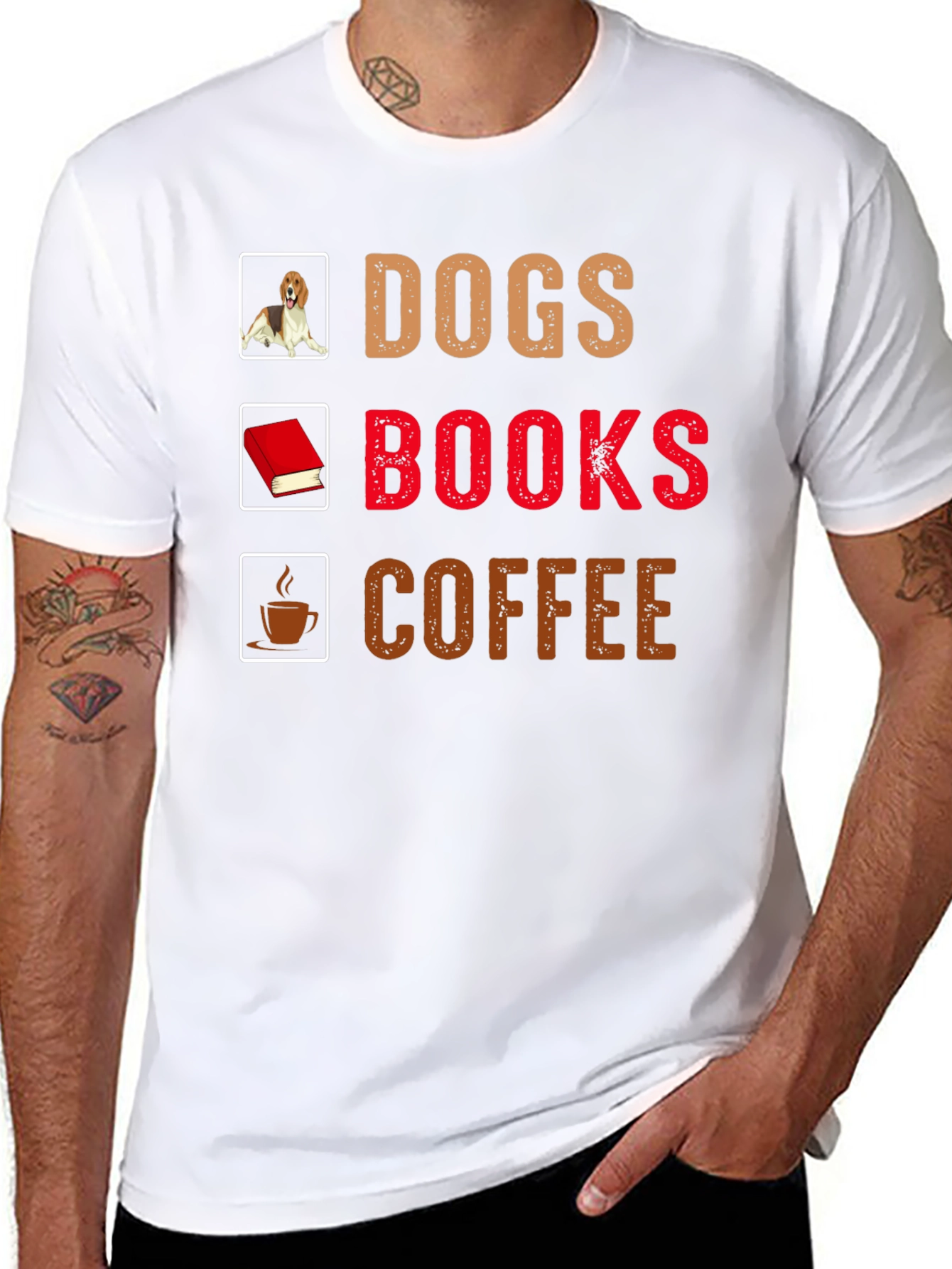 Dogs Books Coffee T-Shirt