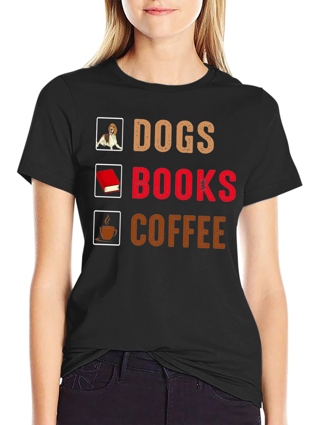 Dogs Books Coffee T-Shirt