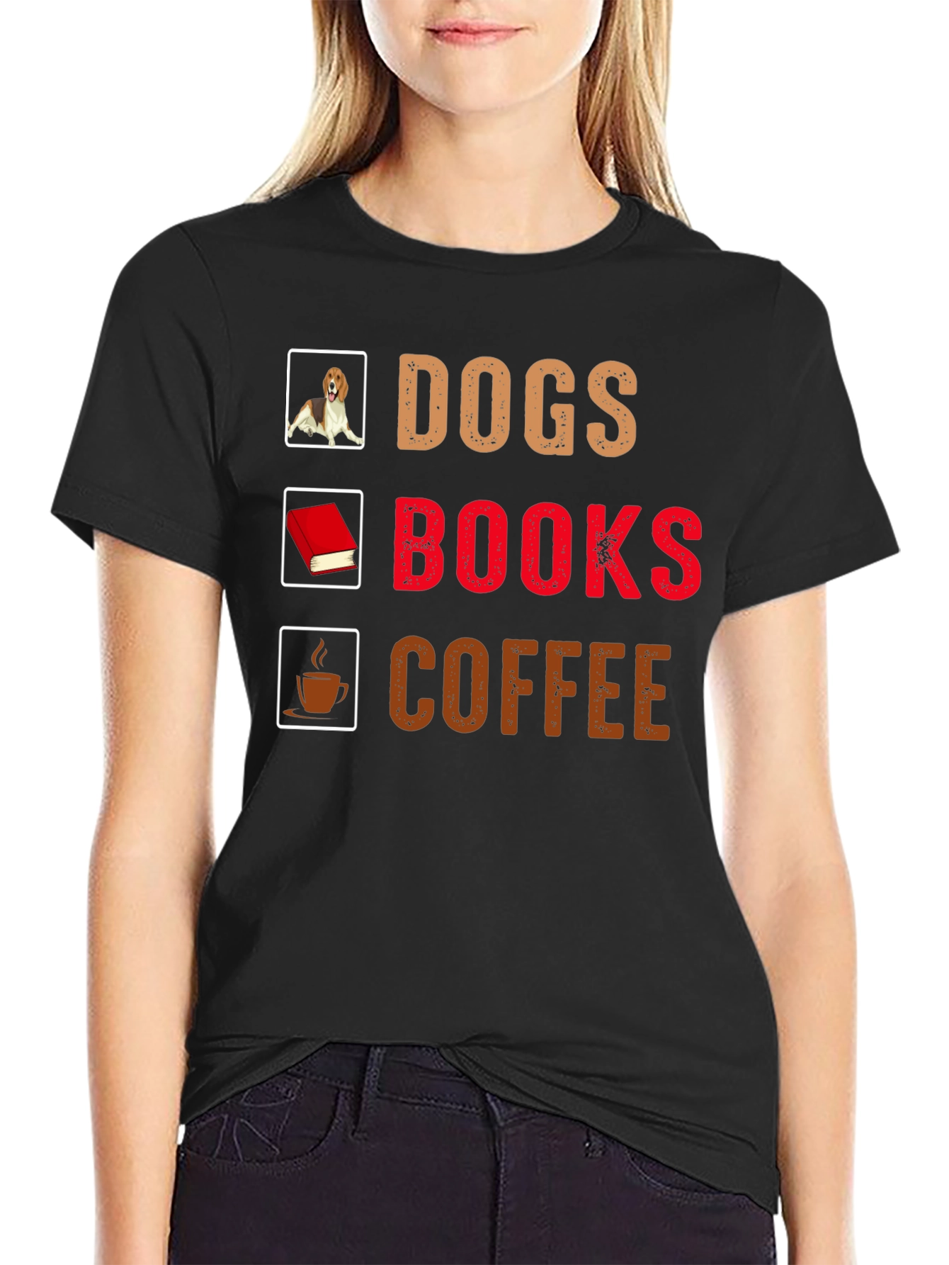 Dogs Books Coffee T-Shirt