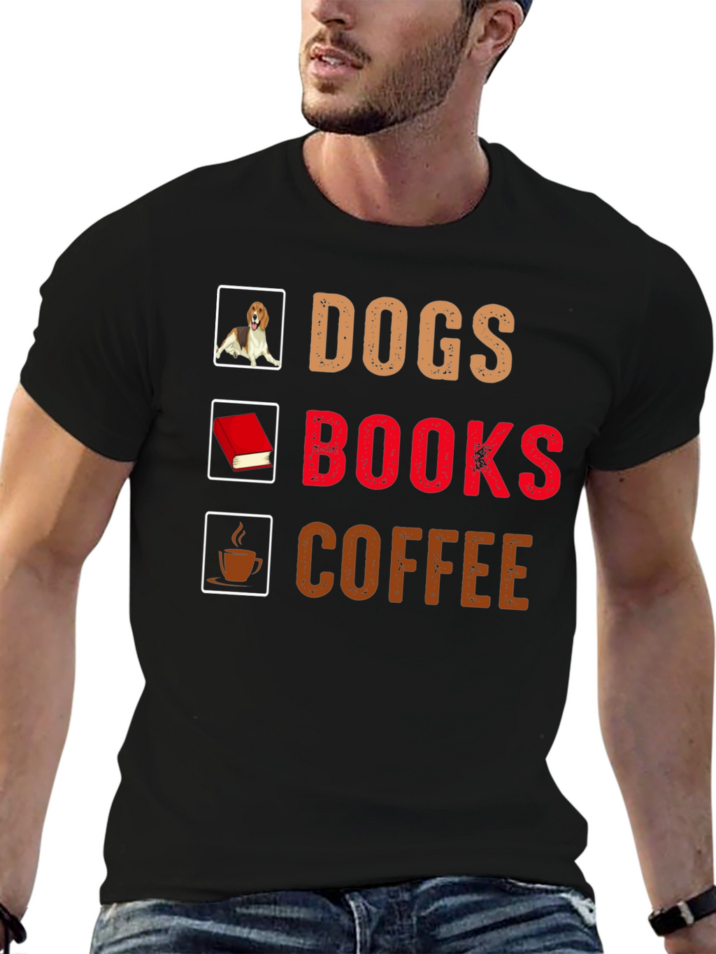 Dogs Books Coffee T-Shirt