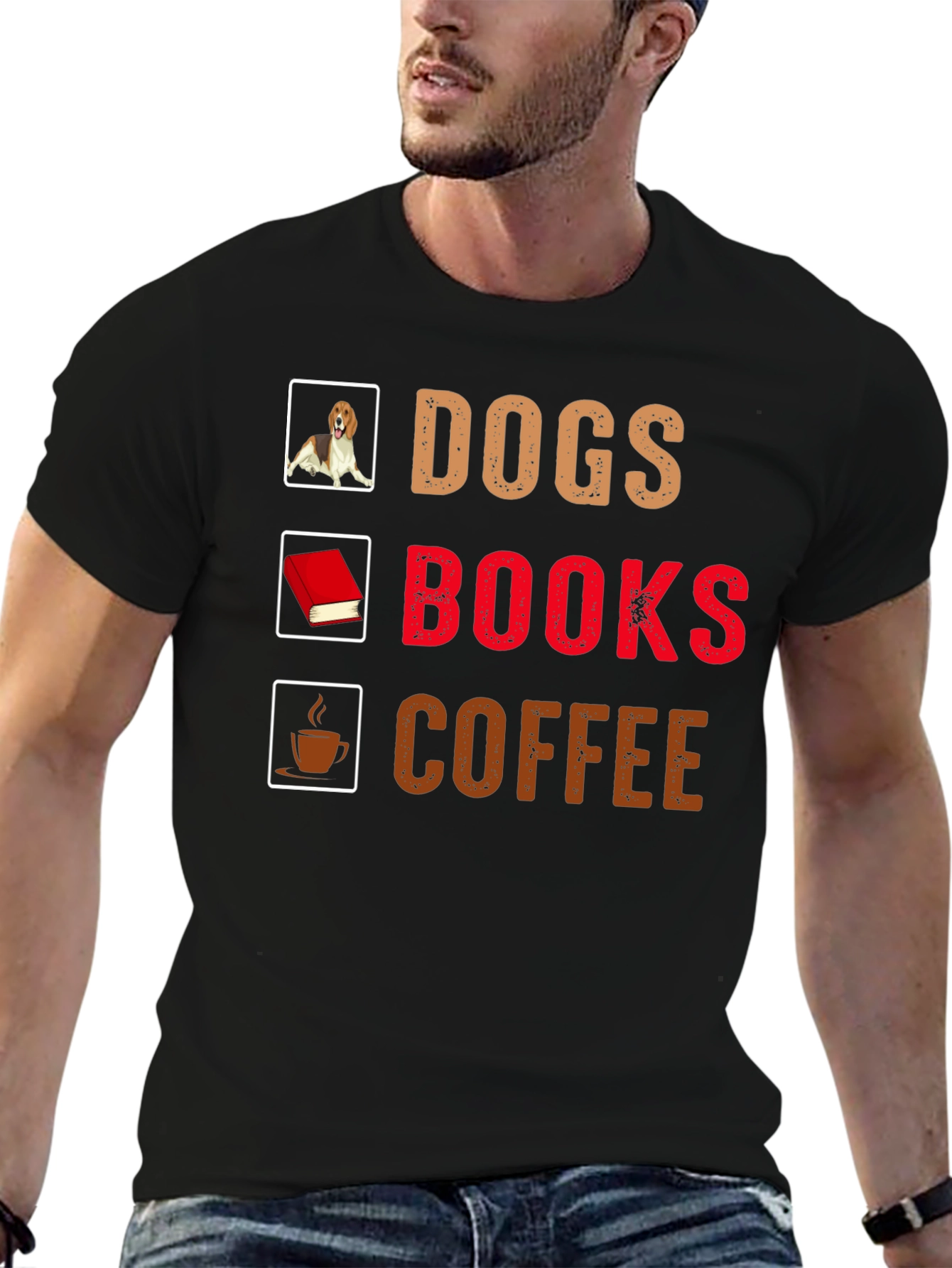 Dogs Books Coffee T-Shirt