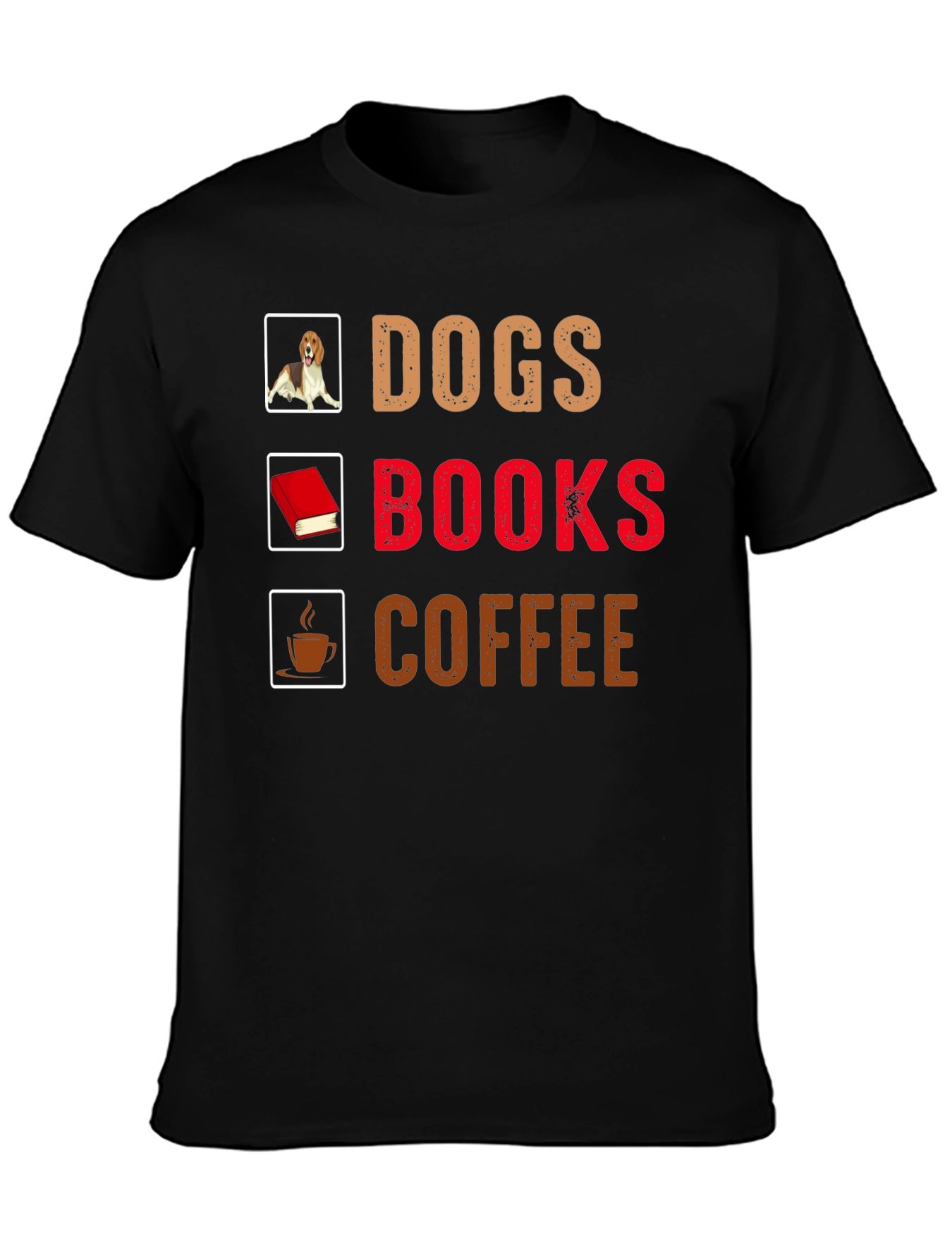 Dogs Books Coffee T-Shirt