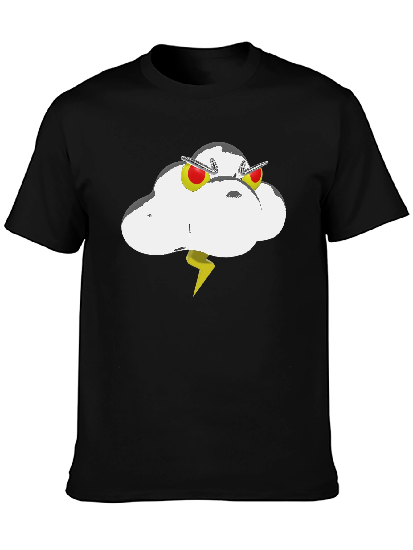 Cartoon Cloud Graphic Tee - Black