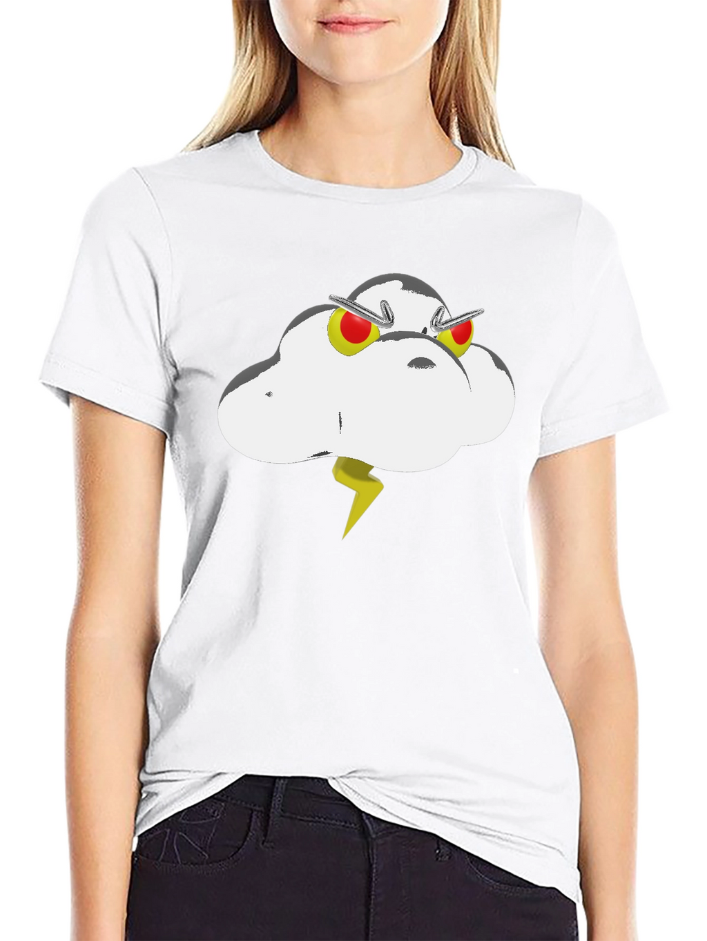 Cartoon Cloud Graphic Tee - Black