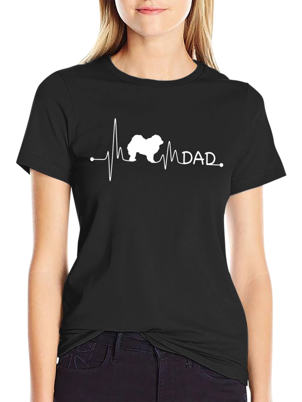 Dog Dad Heartbeat T-Shirt - Black