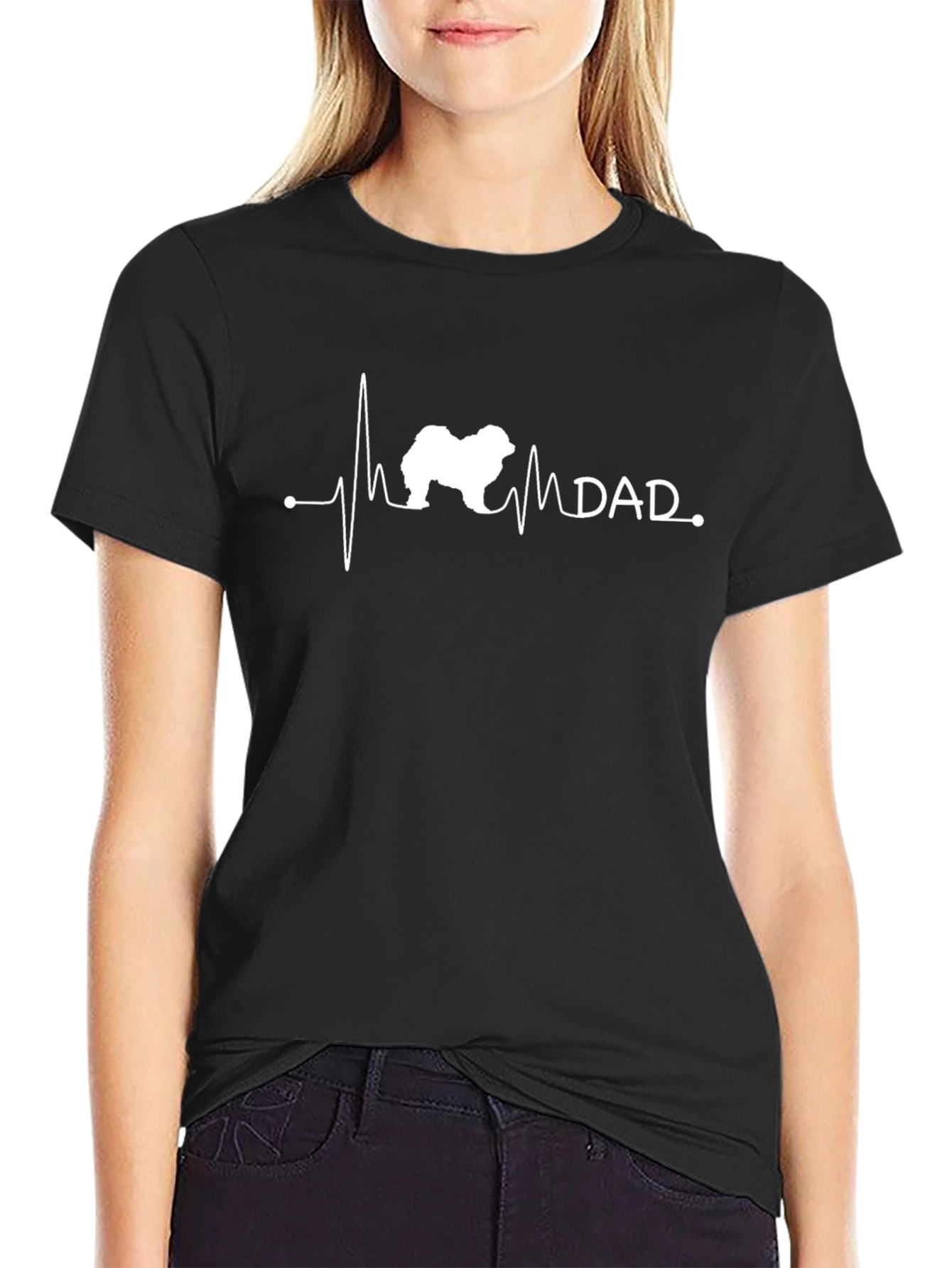 Dog Dad Heartbeat T-Shirt - Black
