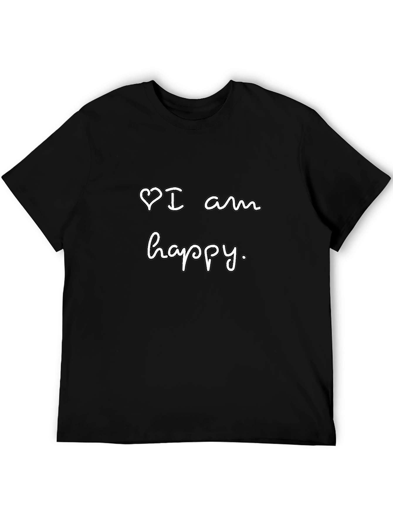 I Am Happy Graphic Tee - Unisex Black Cotton T-Shirt