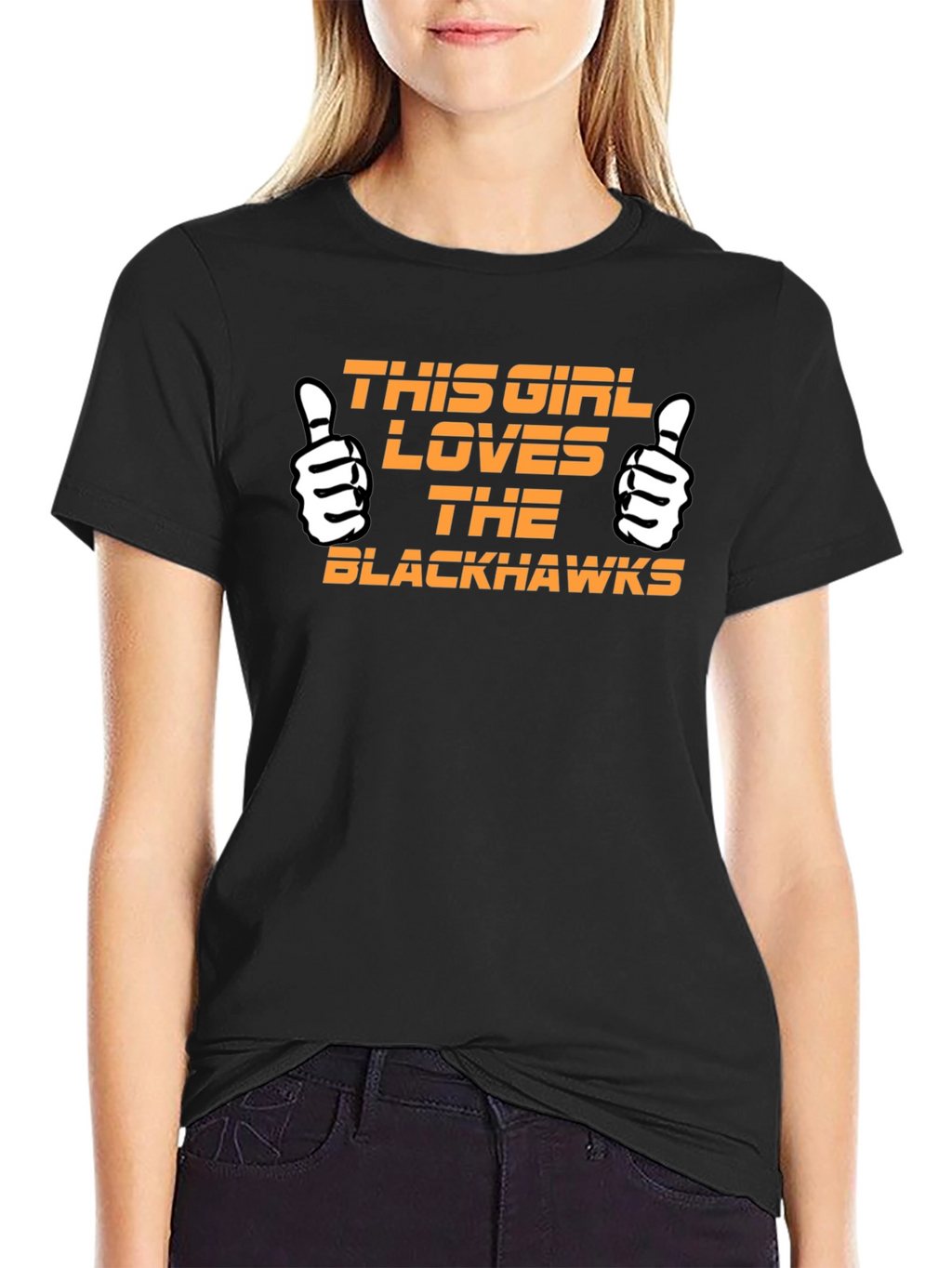 Black T-Shirt - This Girl Loves Blackhawks