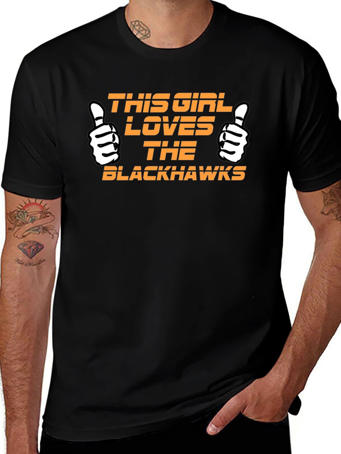 Black T-Shirt - This Girl Loves Blackhawks