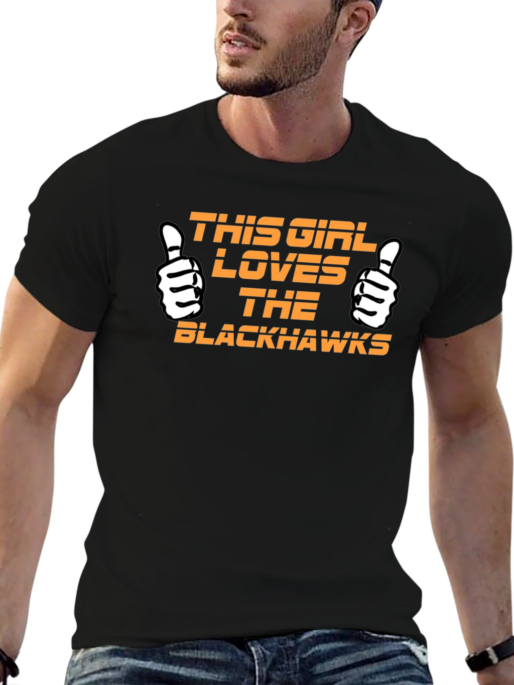 Black T-Shirt - This Girl Loves Blackhawks