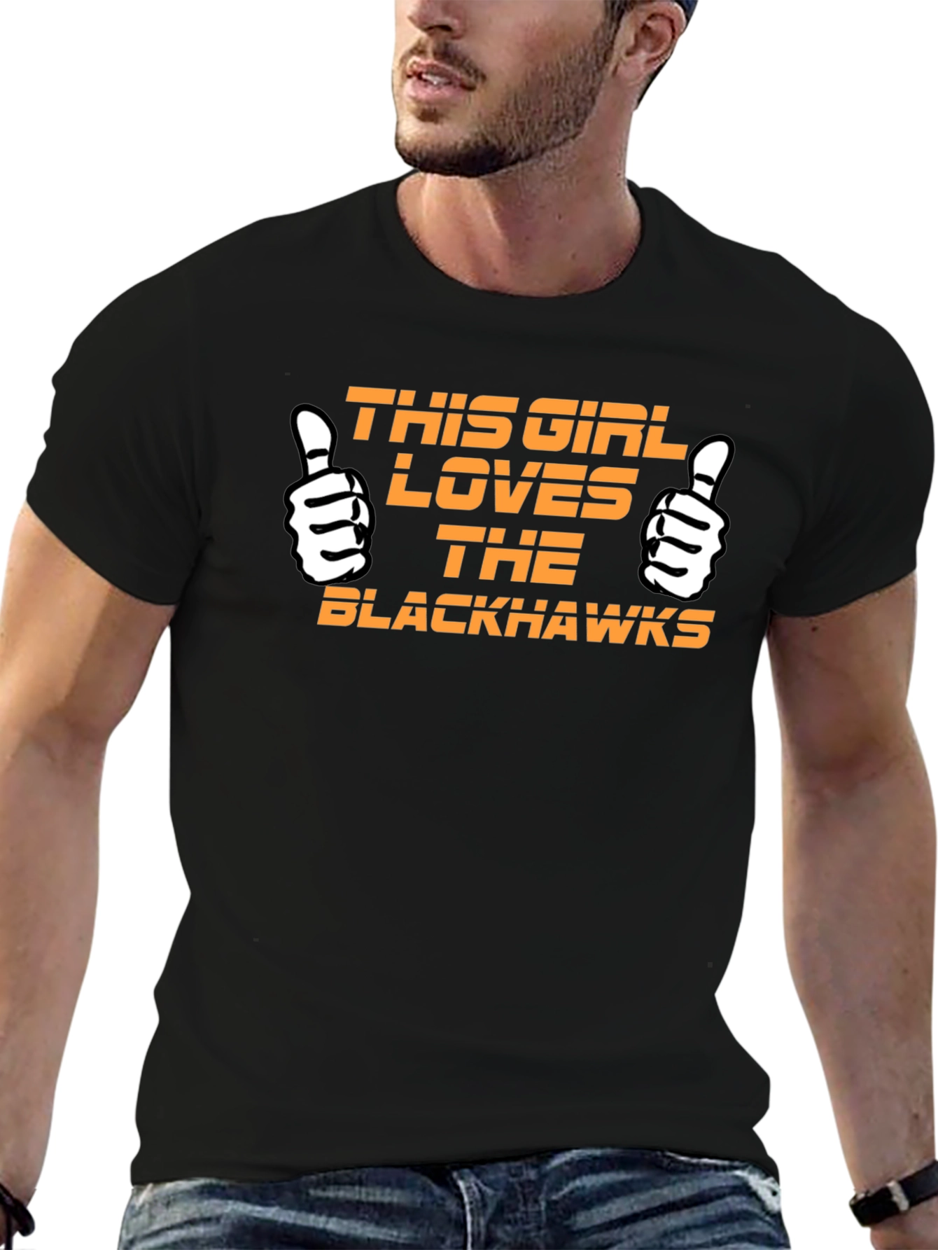 Black T-Shirt - This Girl Loves Blackhawks