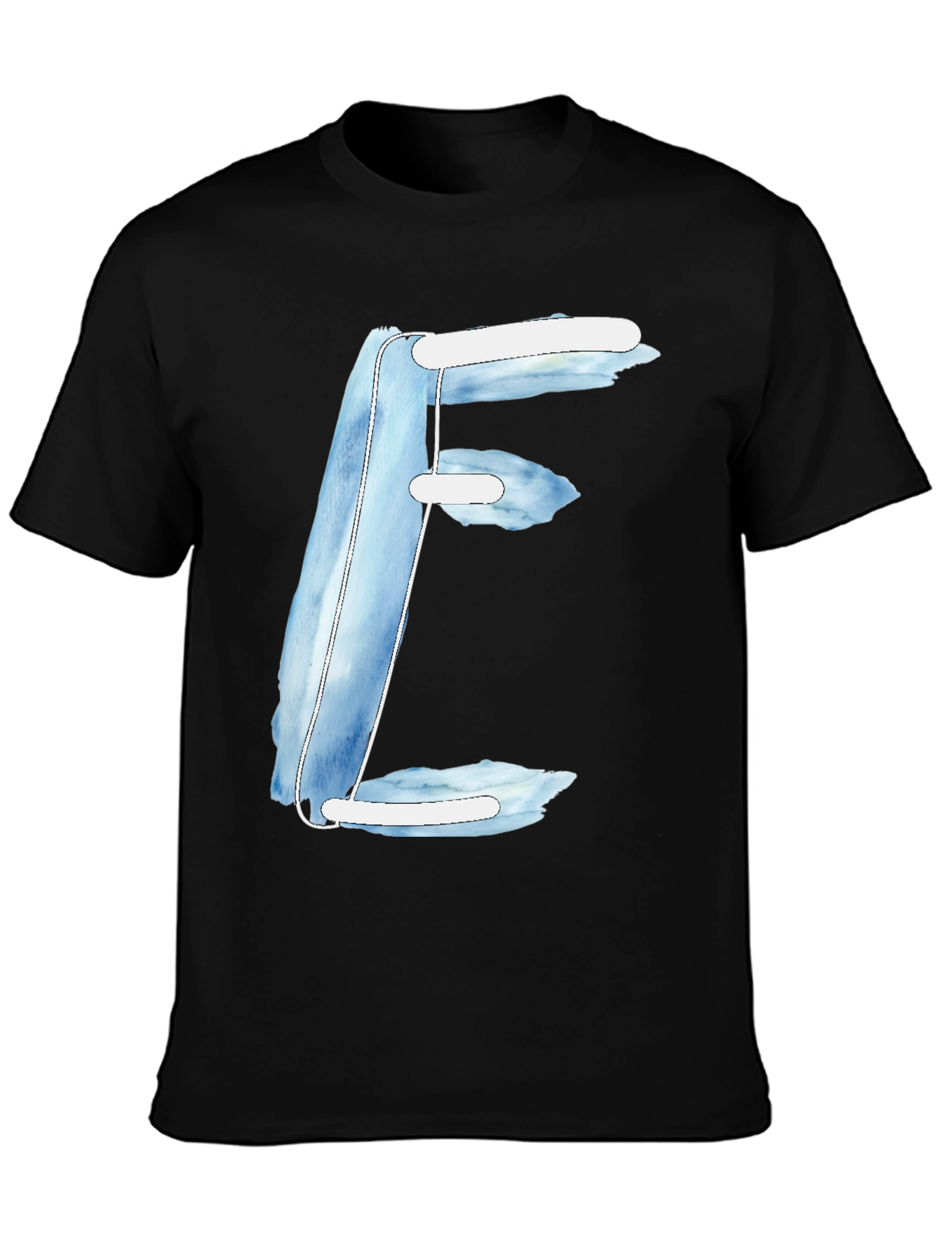 Artistic Letter E Graphic Tee - Soft Black Cotton