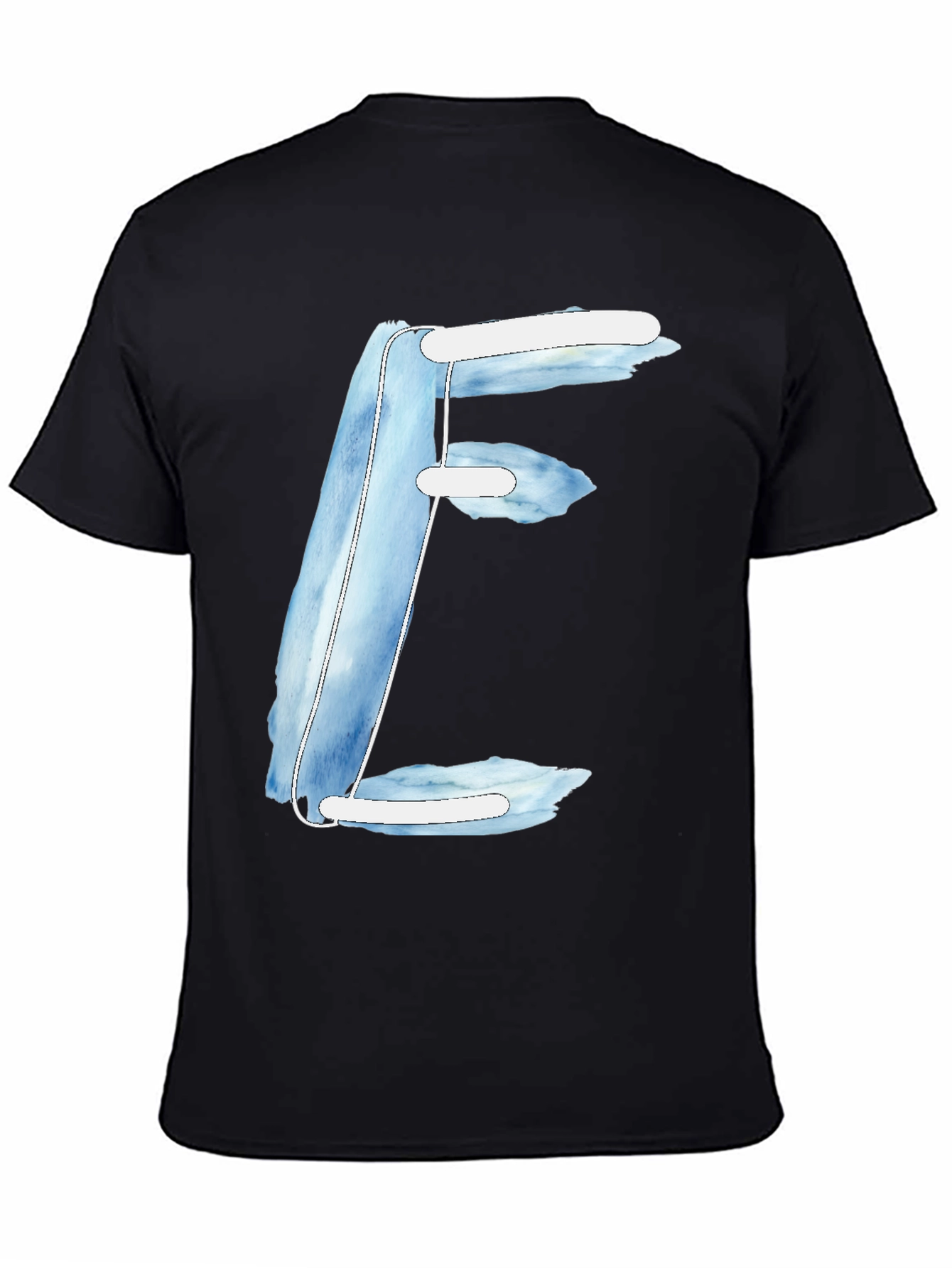 Artistic Letter E Graphic Tee - Soft Black Cotton