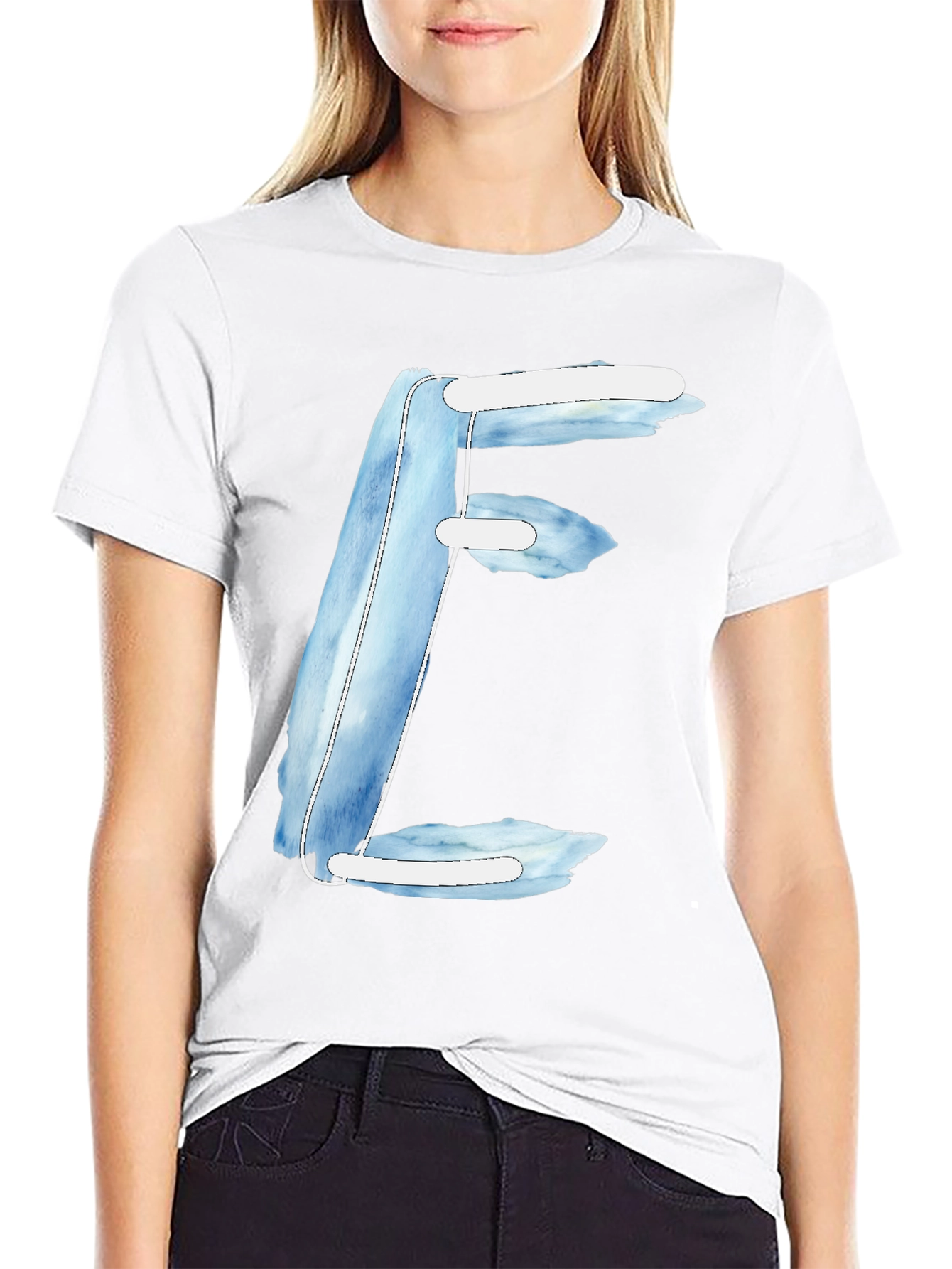 Artistic Letter E Graphic Tee - Soft Black Cotton