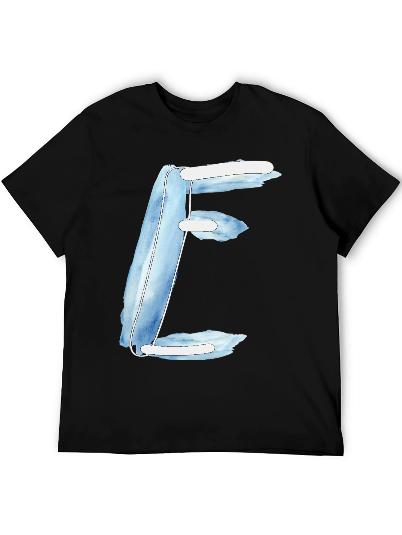 Artistic Letter E Graphic Tee - Soft Black Cotton