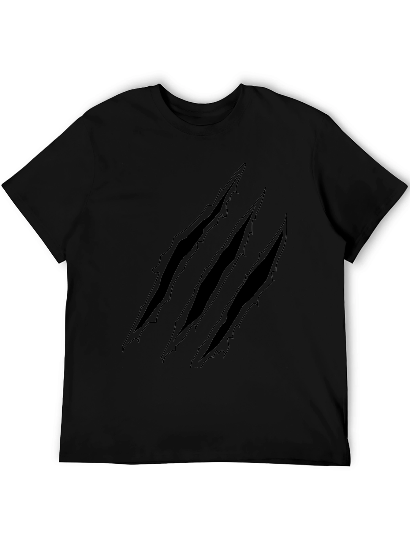 Claw Mark Graphic Print Black T-Shirt