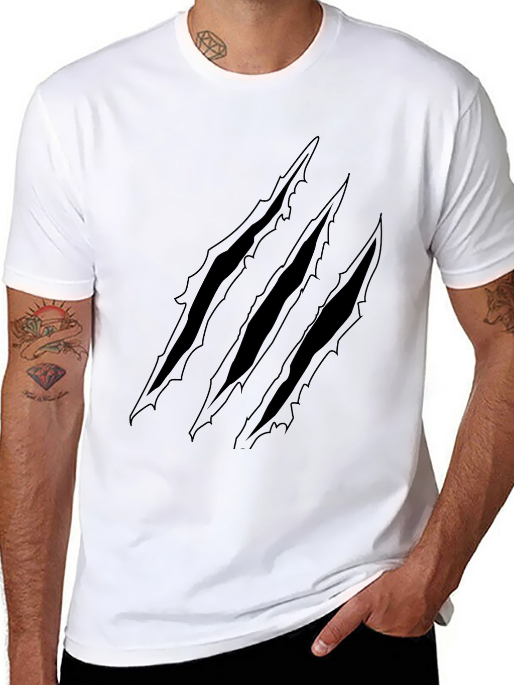 Claw Mark Graphic Print Black T-Shirt