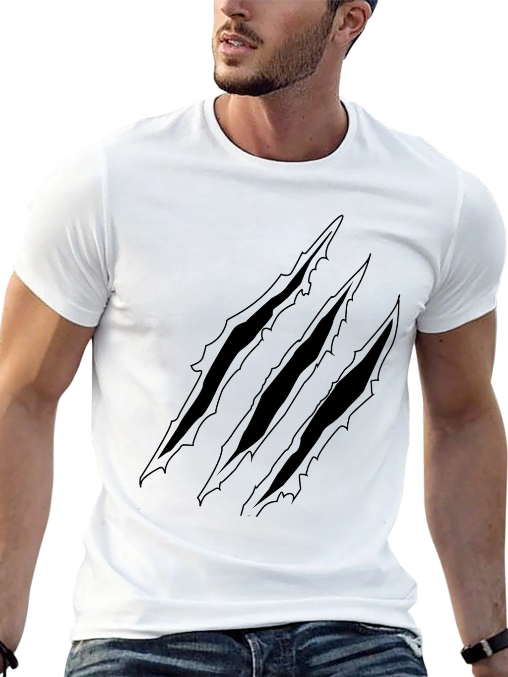 Claw Mark Graphic Print Black T-Shirt