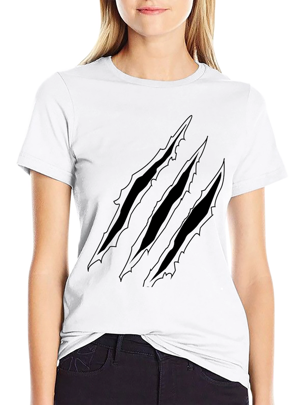 Claw Mark Graphic Print Black T-Shirt