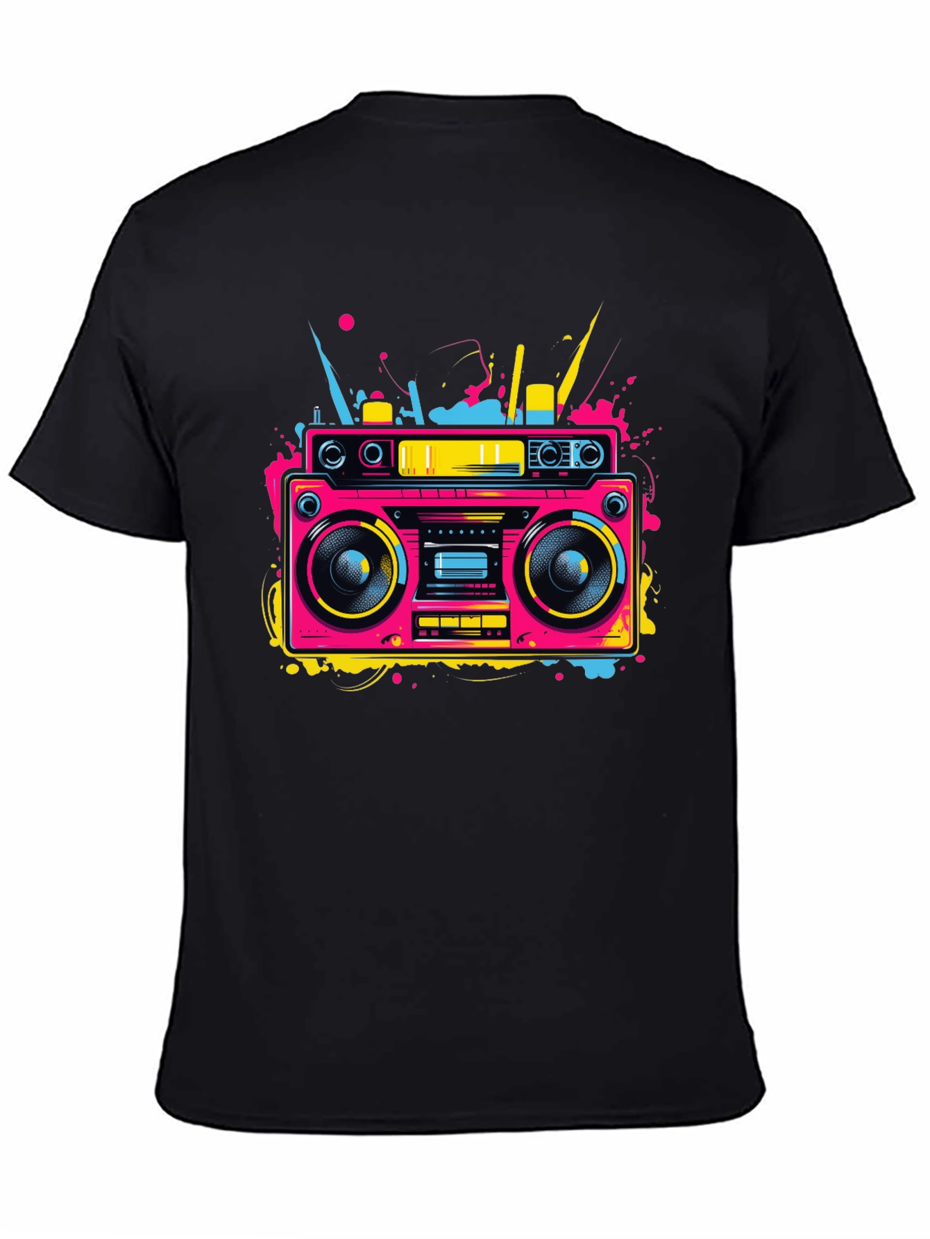 Retro Boombox Graphic Tee - Neon 80s Style